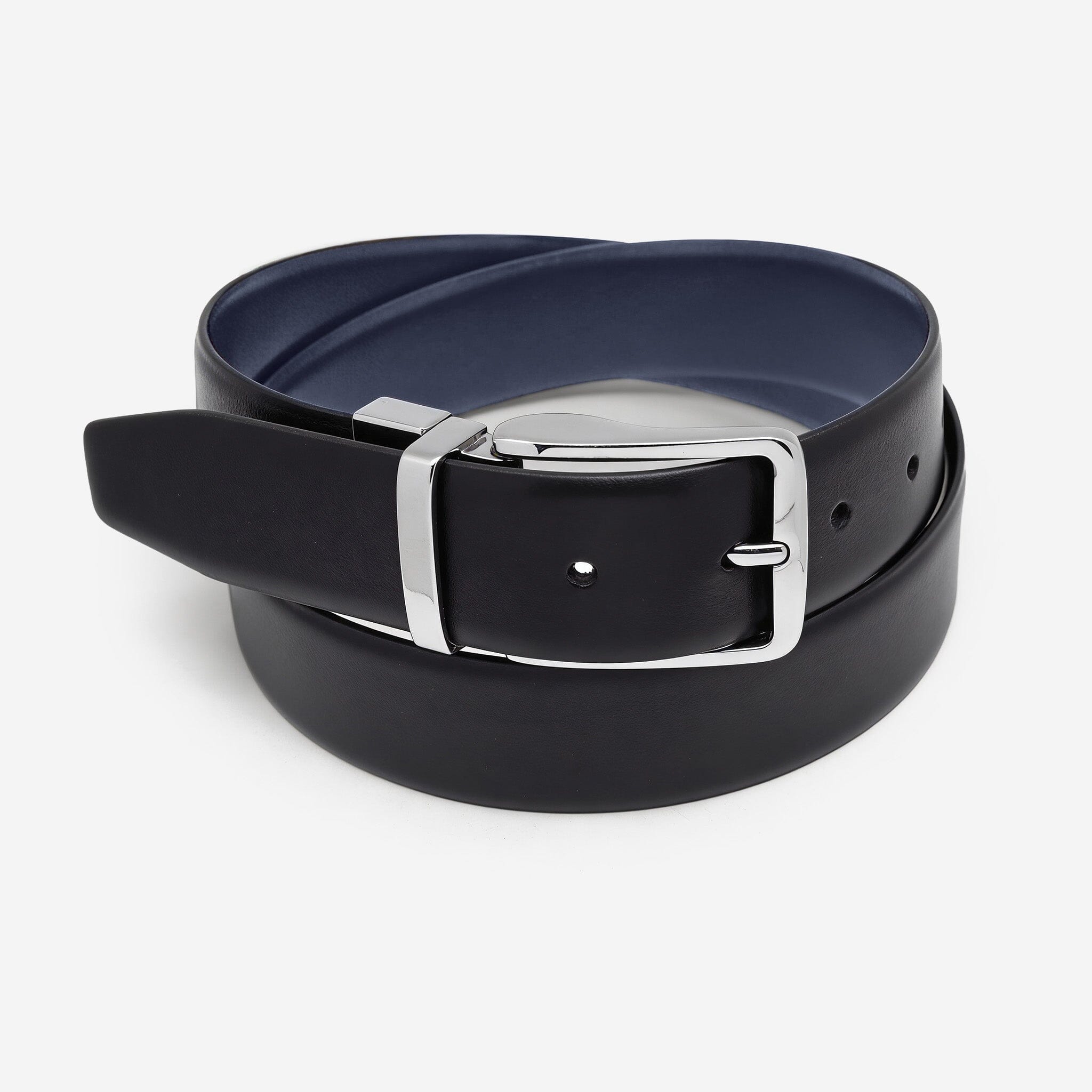 Ceinture REVERSIBLE cuir de vachette homme-Largeur 35mm-CT082 Ceintures homme Glove Story Noir-Bleu 95/110 