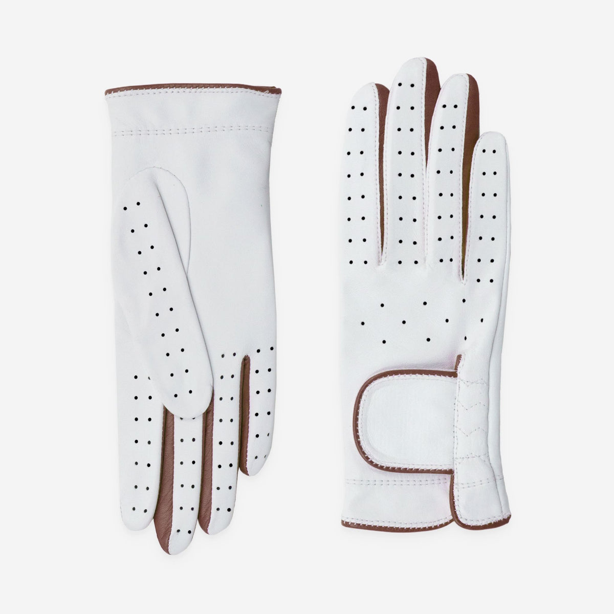 GANT GOLF POUR FEMME - 100% CUIR - DROITE - 60021D Gants Golf Femme Glove Story Blanc-Cork S 