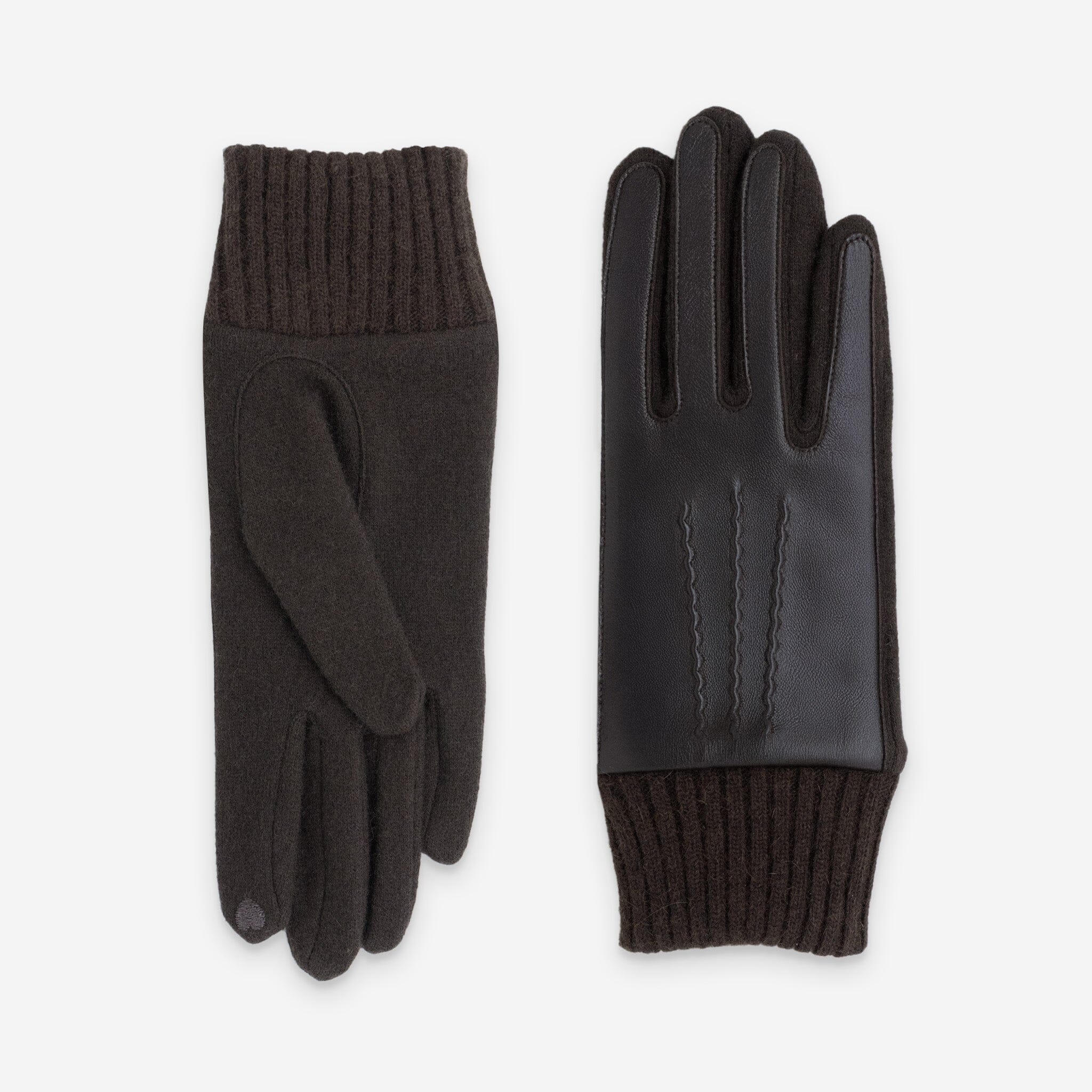 Gants 80% laine 20% nylon-Dessus cuir-Tactile-31181NF Gants laine femme Glove Story Choco TU 