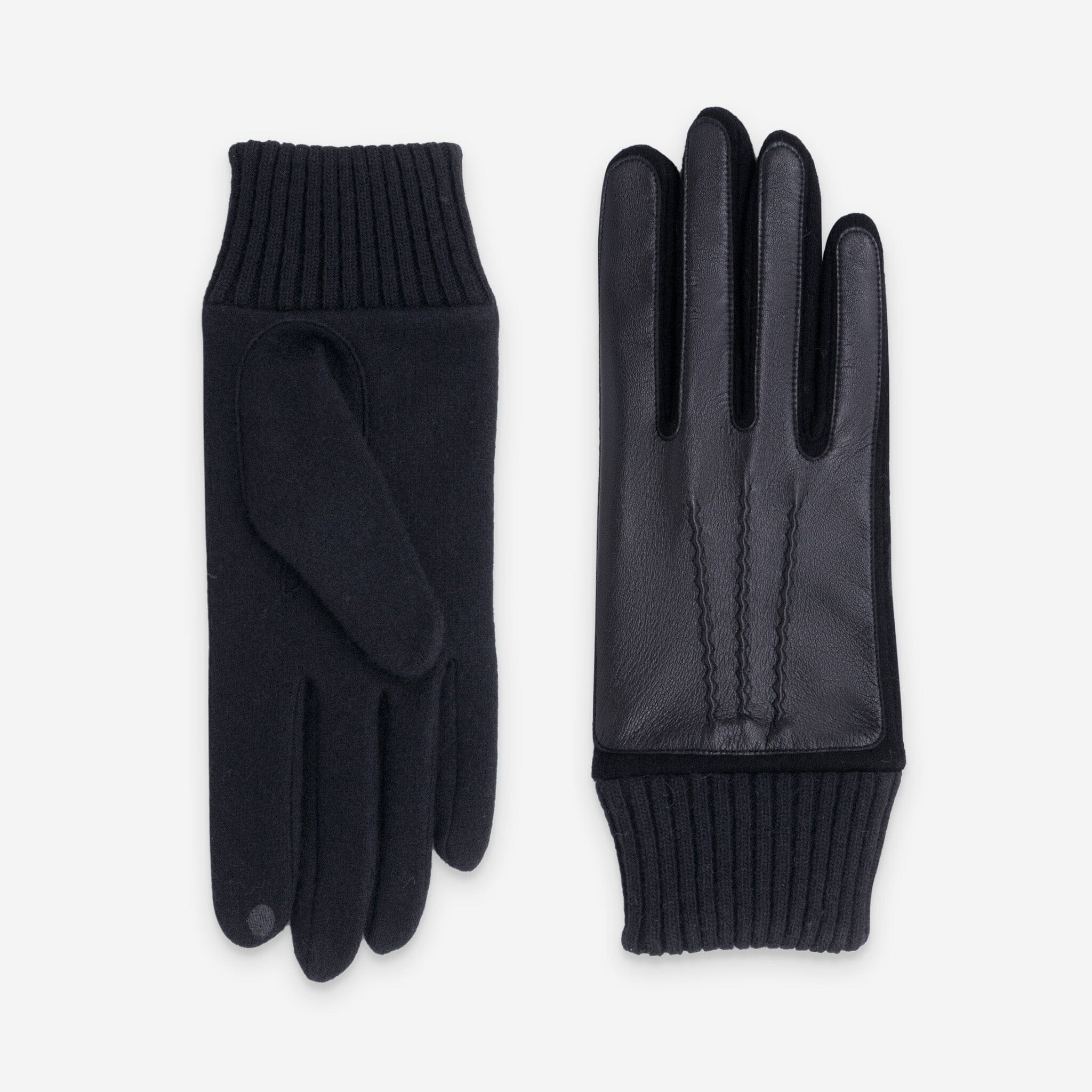 Gants 80% laine 20% nylon-Dessus cuir-Tactile-31181NF Gants laine femme Glove Story Noir TU 