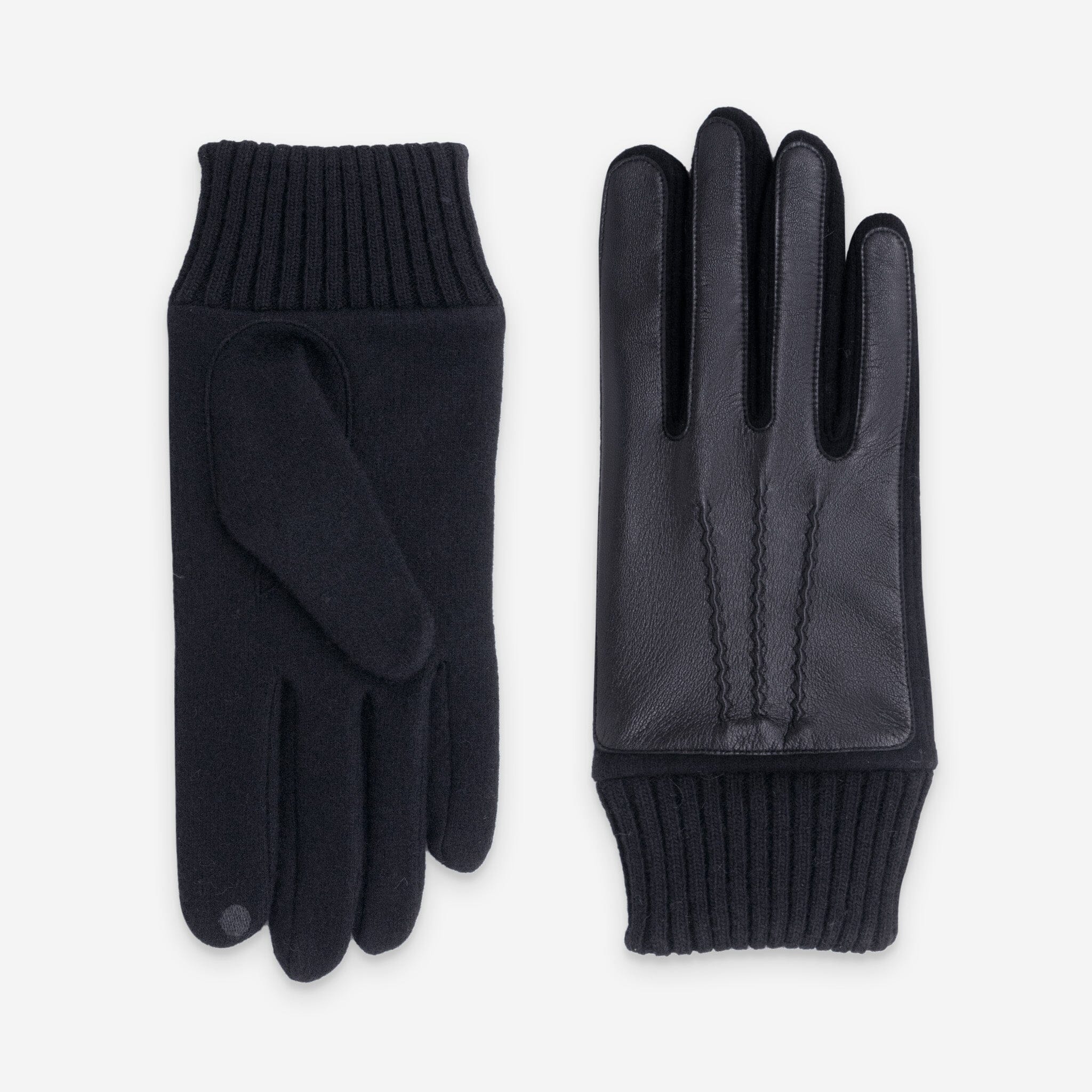 Gants 80% laine 20% nylon-Dessus cuir-Tactile-32011NF Gants laine homme Glove Story Noir TU 