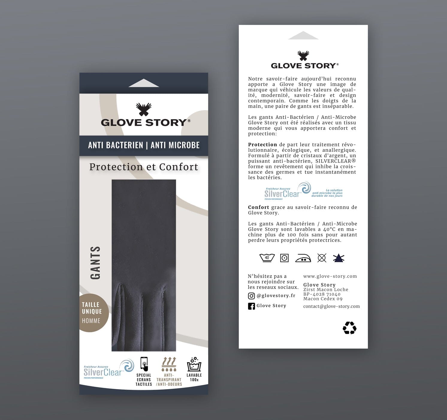 Gants antibactérien femme-87% Polyester-13% Spandex-Tactile-Silver Clear Gants antibacteriens Glove Story 