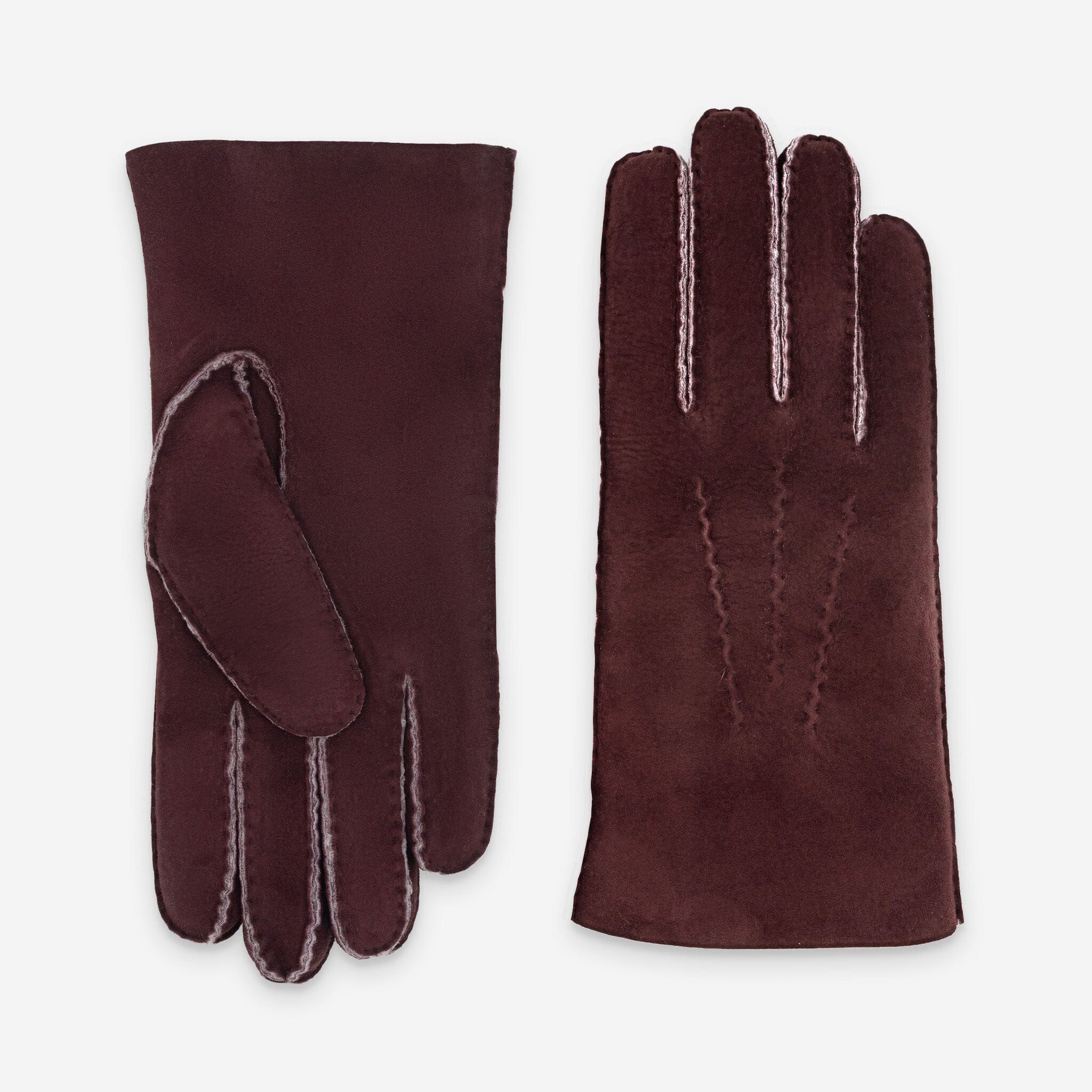 Gants cuir-100% curly-mouton retourné-22111CU Gants cuir homme prestige Glove Story Bordeaux 7.5 