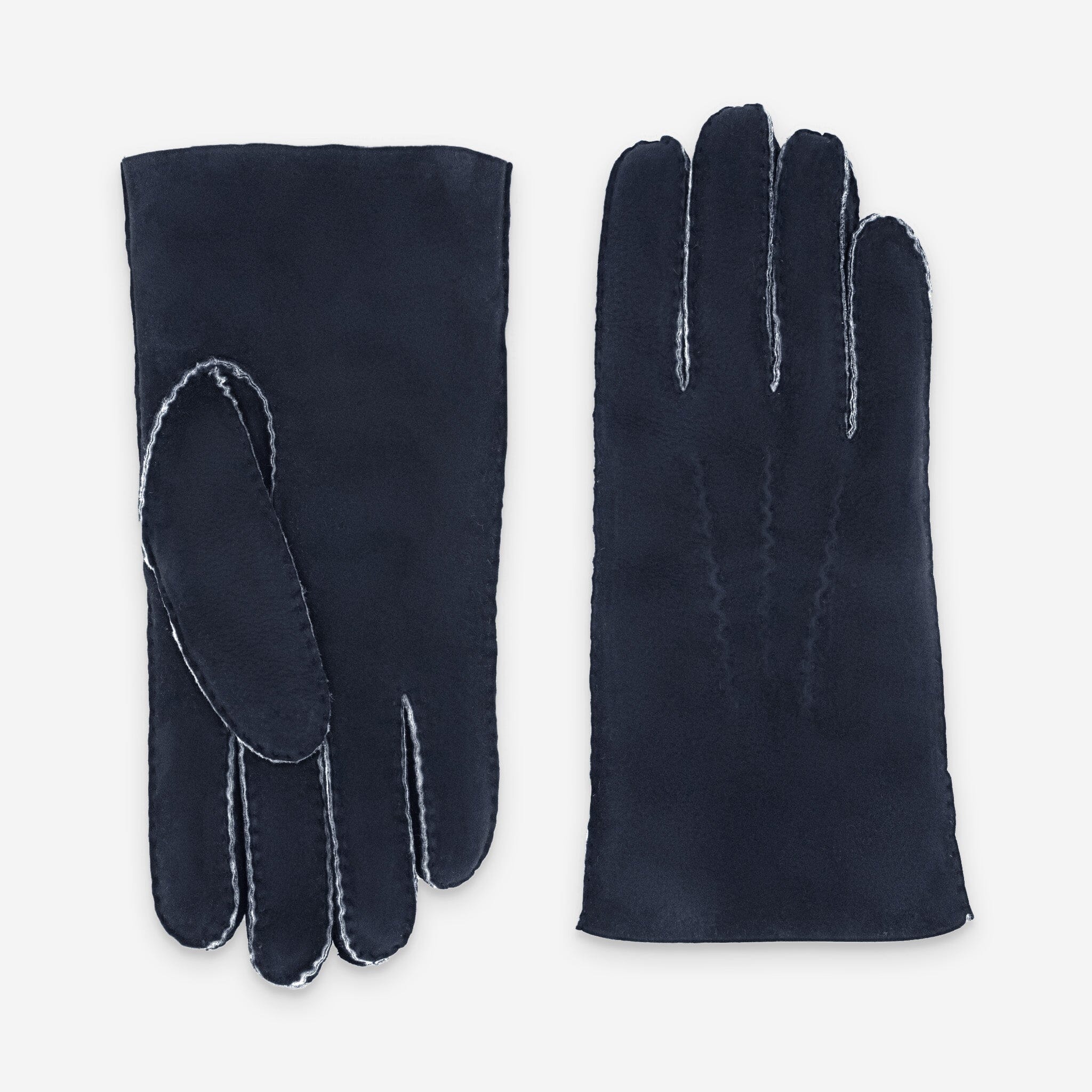 Gants cuir-100% curly-mouton retourné-22111CU Gants cuir homme prestige Glove Story Deep Blue 7.5 