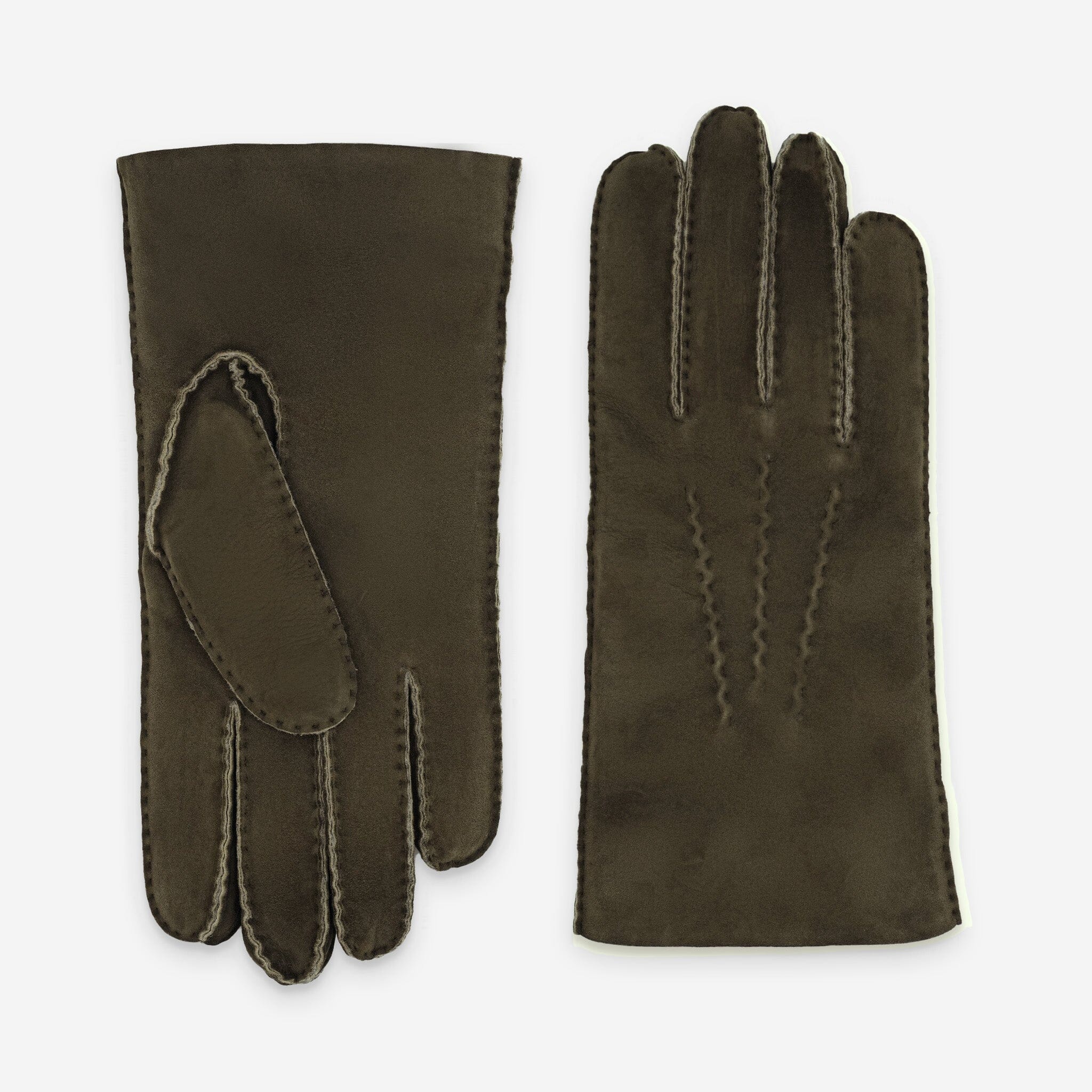 Gants cuir-100% curly-mouton retourné-22111CU Gants cuir homme prestige Glove Story Loden 7.5 