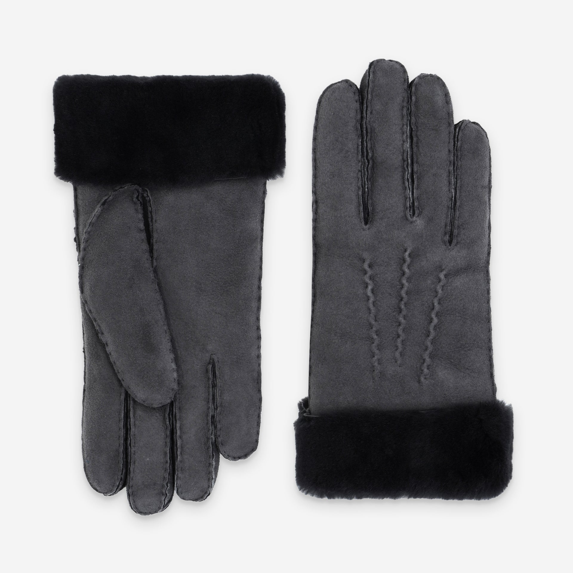 Gants D'hiver En Cuir Véritable Doublés Peau De Mouton - Hommes, Taille Unique, Noir