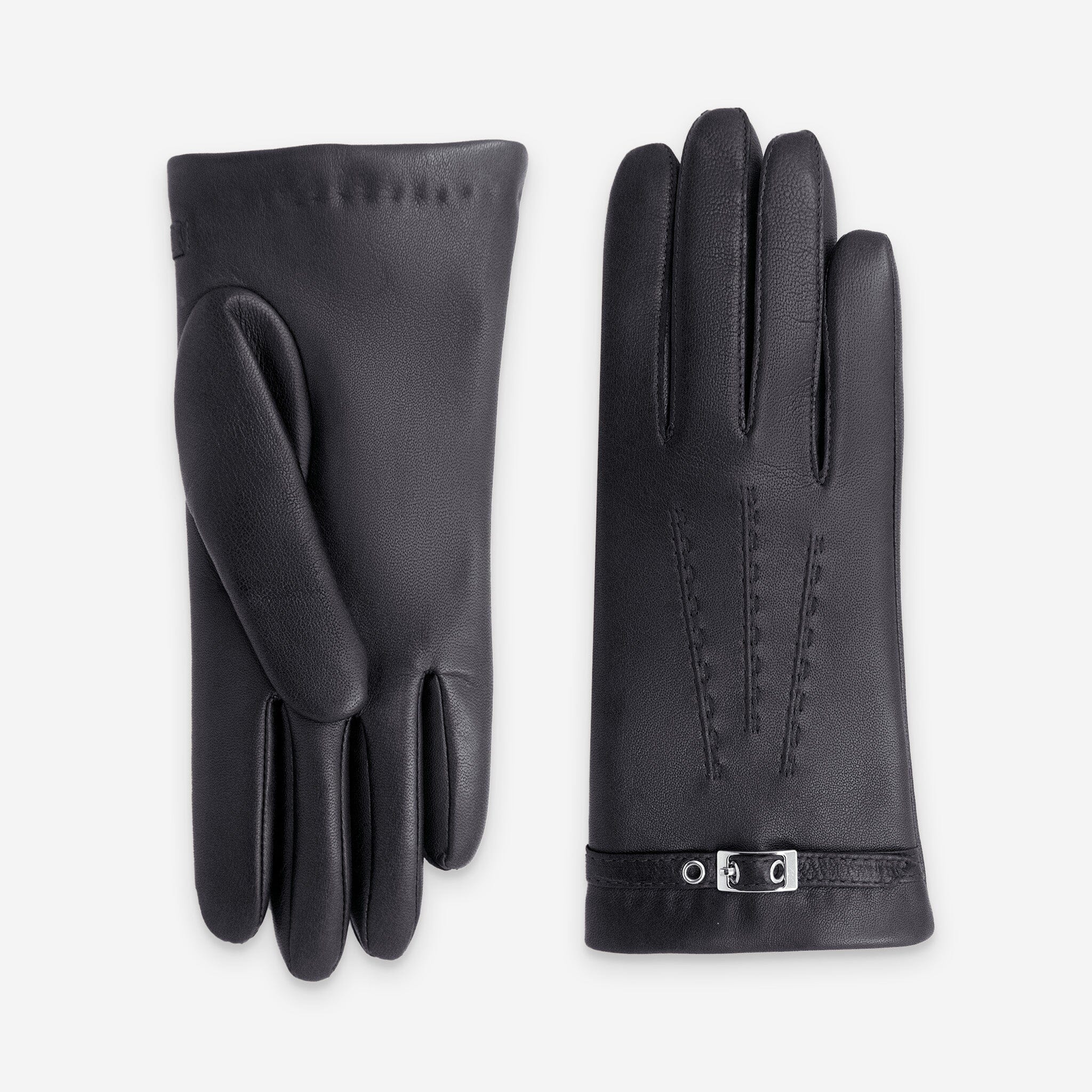 Gants cuir agneau-100% cachemire-21619CA Gants cuir femme prestige Glove Story Noir 6.5 