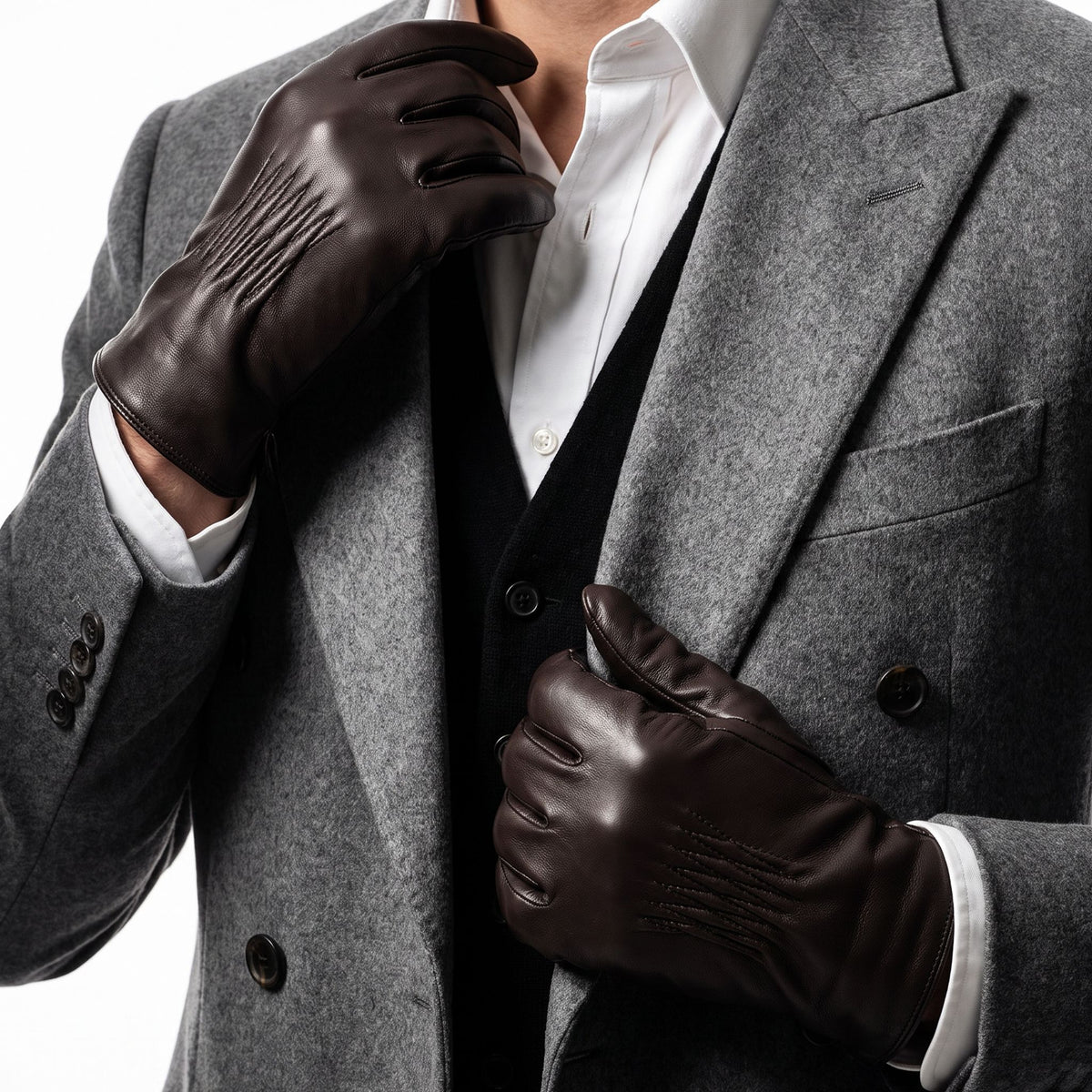 Gants cuir agneau-100% laine-22112TR Gants cuir homme prestige Glove Story 