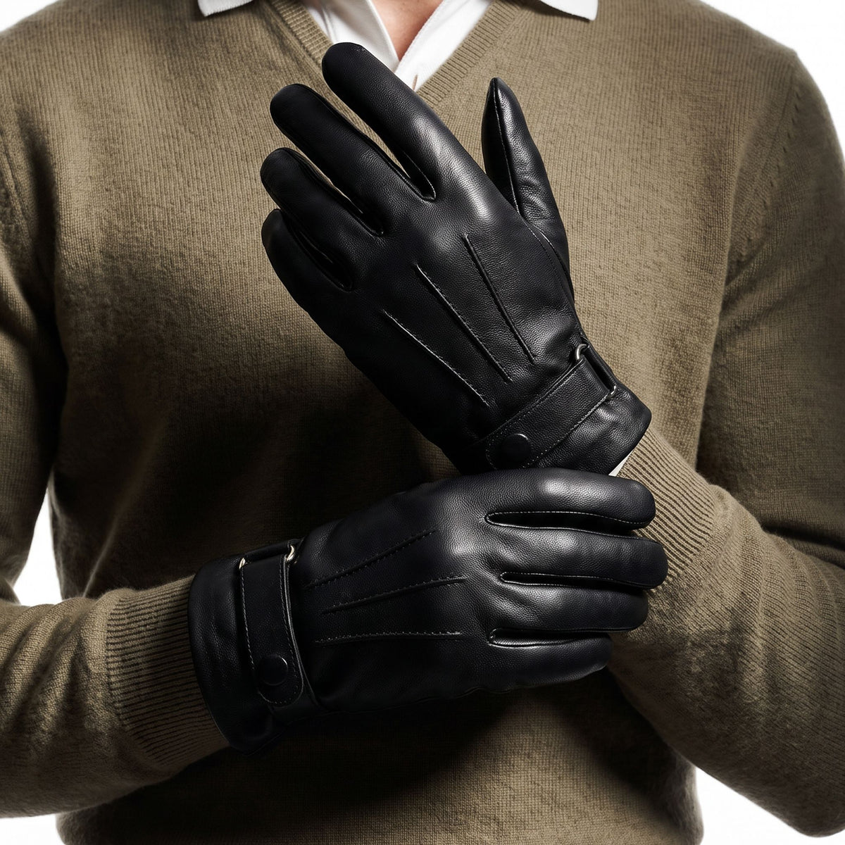 Gants cuir agneau-100% laine-22130TR Gants cuir homme prestige Glove Story 