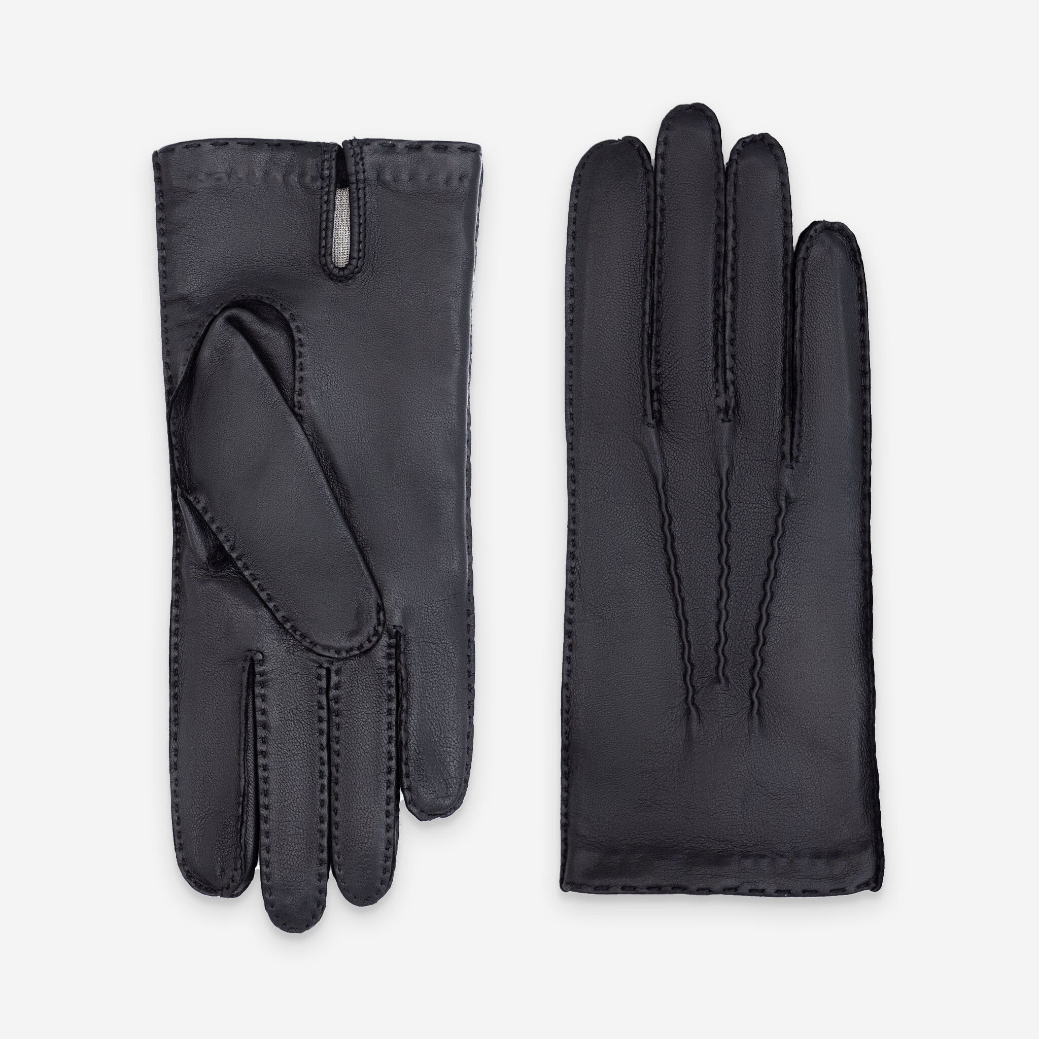 Gants cuir agneau-100% soie-21093SN Gants cuir femme prestige Glove Story Noir 6.5 