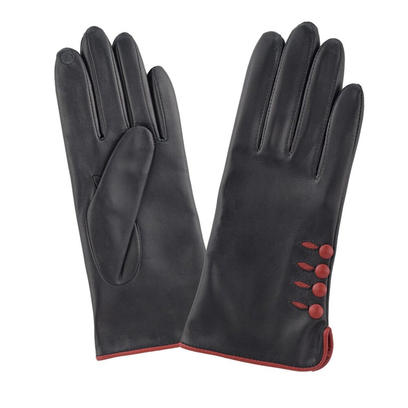 Gants cuir agneau-100% soie-21153SN Gant Glove Story Noir/Rouge 6.5 