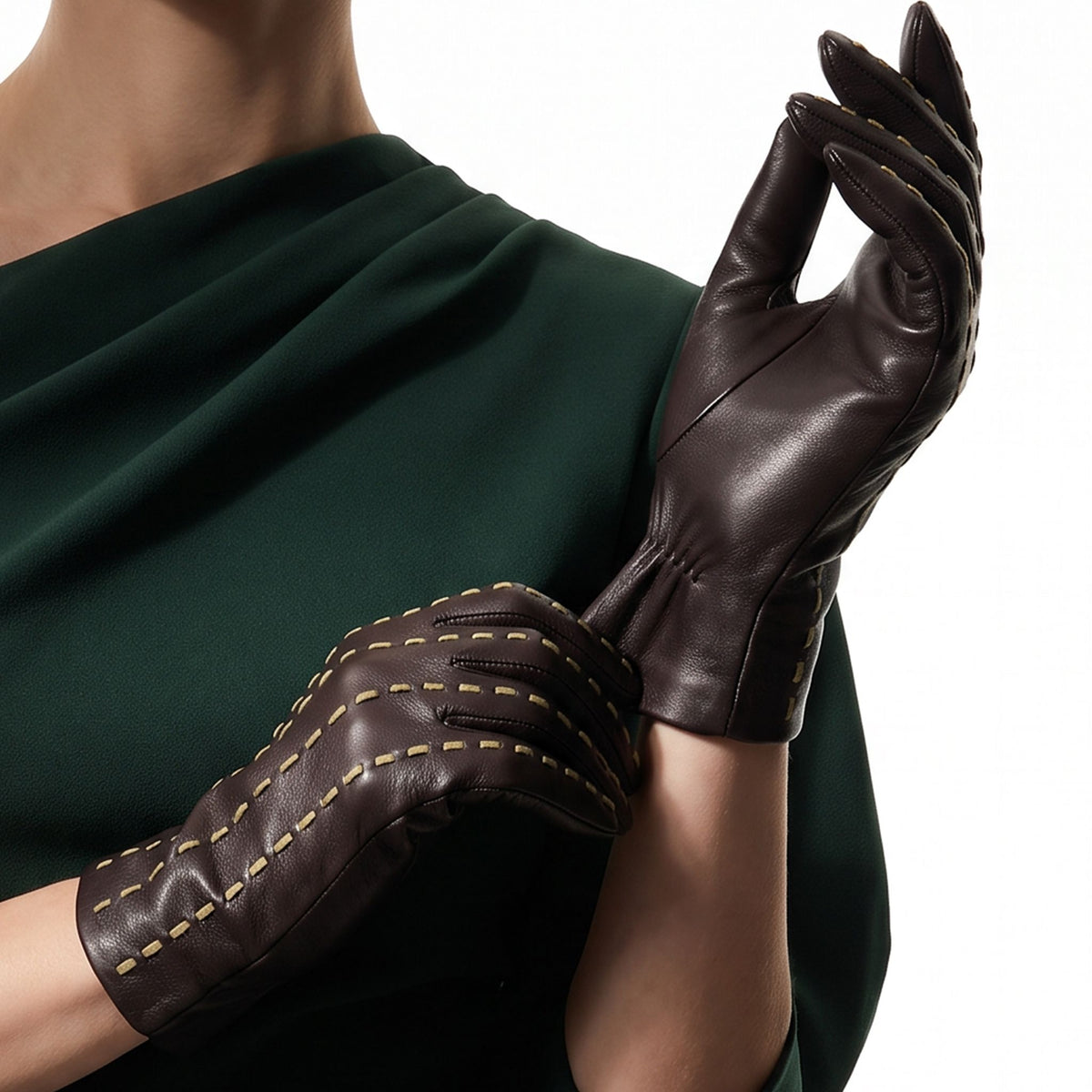 Gants femme en cuir d'agneau doublés soie – 21588SN