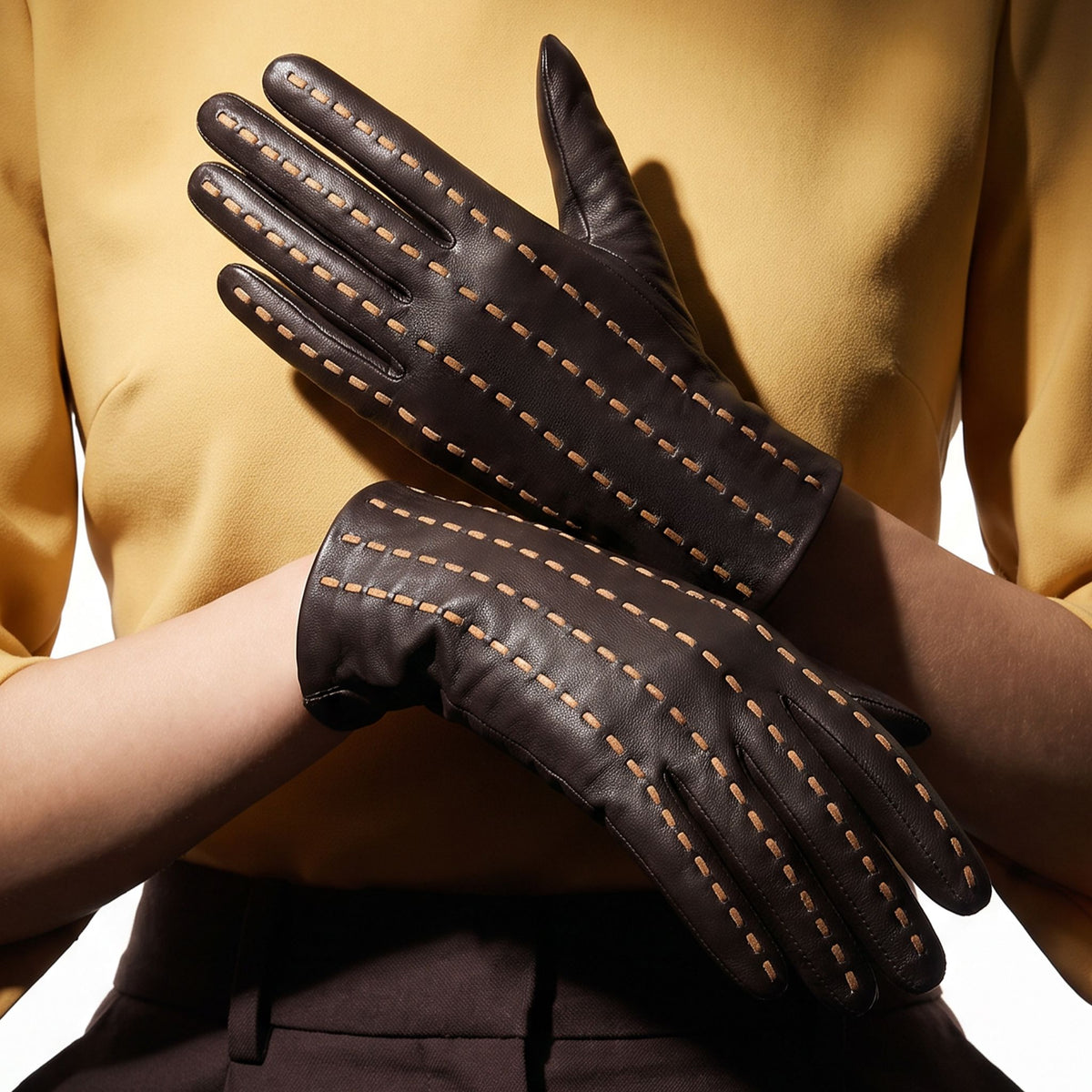 Gants cuir agneau-100% soie-21588SN Gants cuir femme prestige Glove Story 