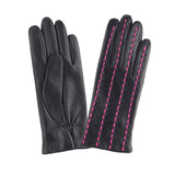 Gants cuir agneau-100% soie-21588SN Gloves & Mittens Glove Story Noir/Fuschia 6.5 