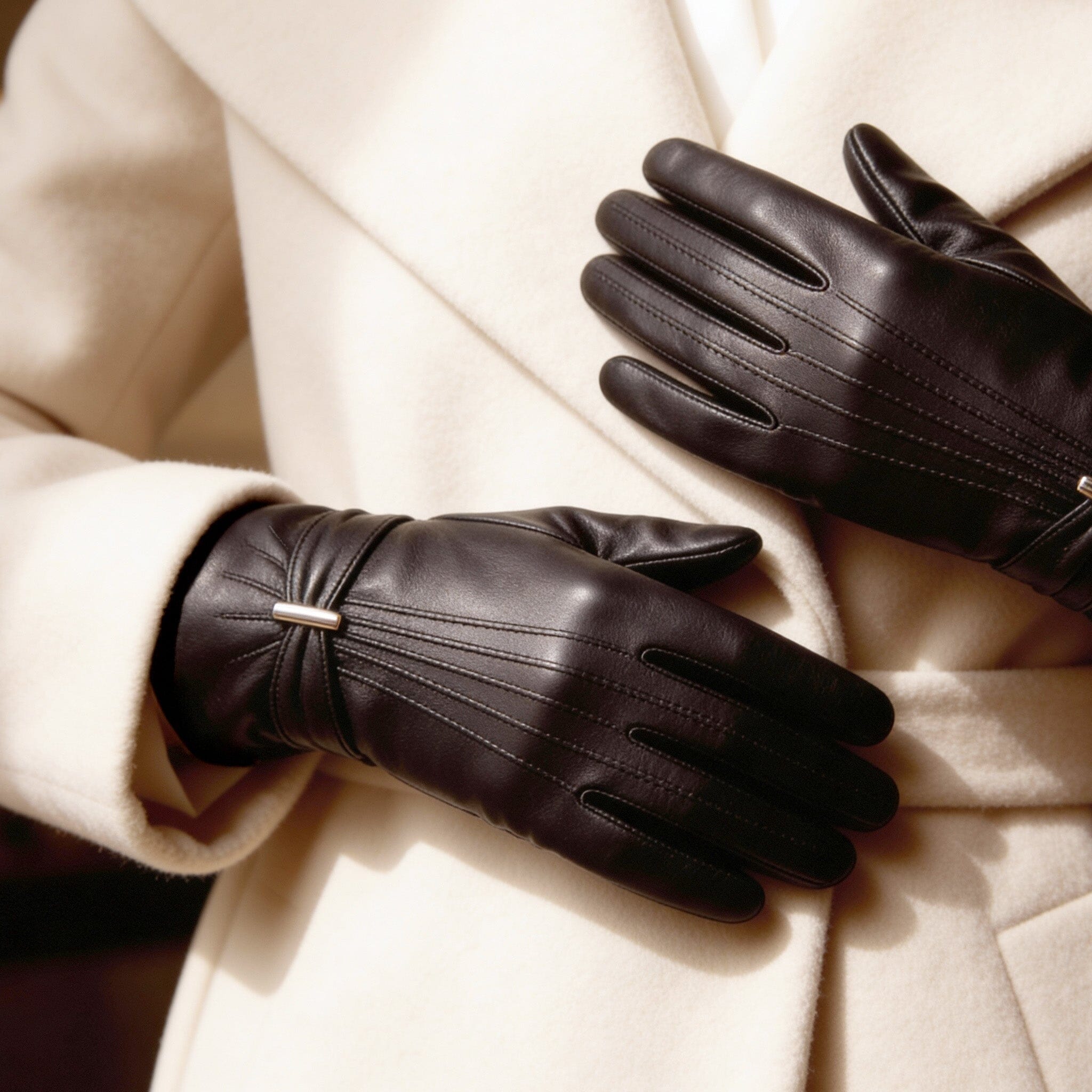 Gants cuir agneau-100% soie-21589SN Gants cuir femme prestige Glove Story 