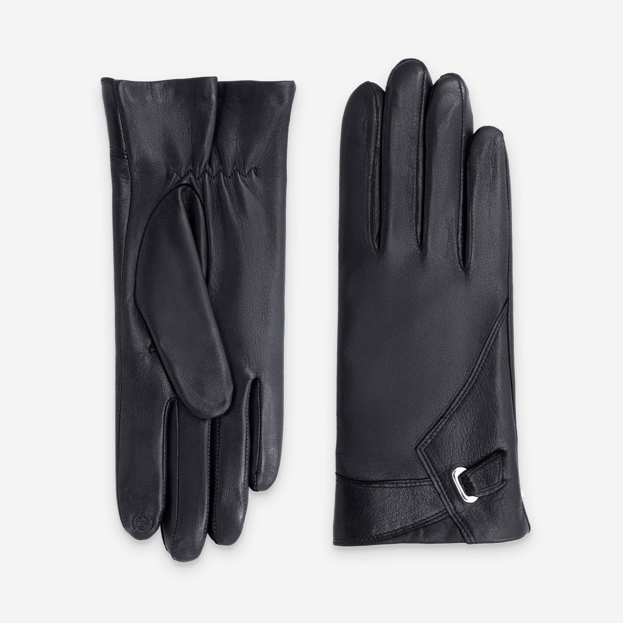 Gants cuir agneau-100% soie-21617SN Gants cuir femme prestige Glove Story Noir 6.5 