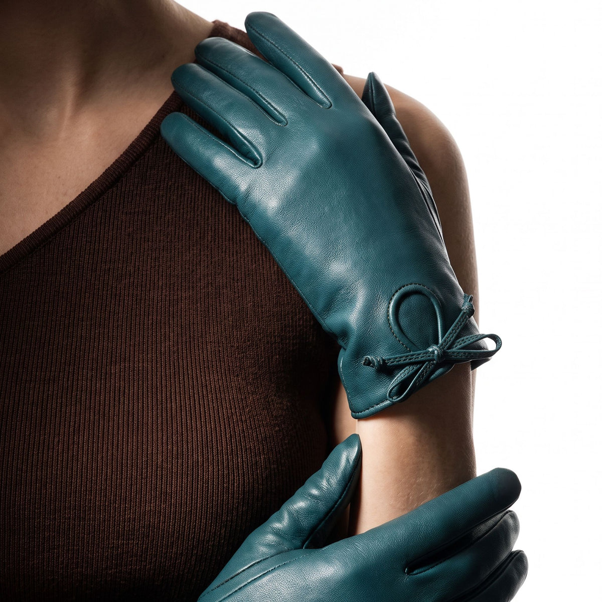 Gants cuir agneau-100% soie-21621SN Gants cuir femme prestige Glove Story 
