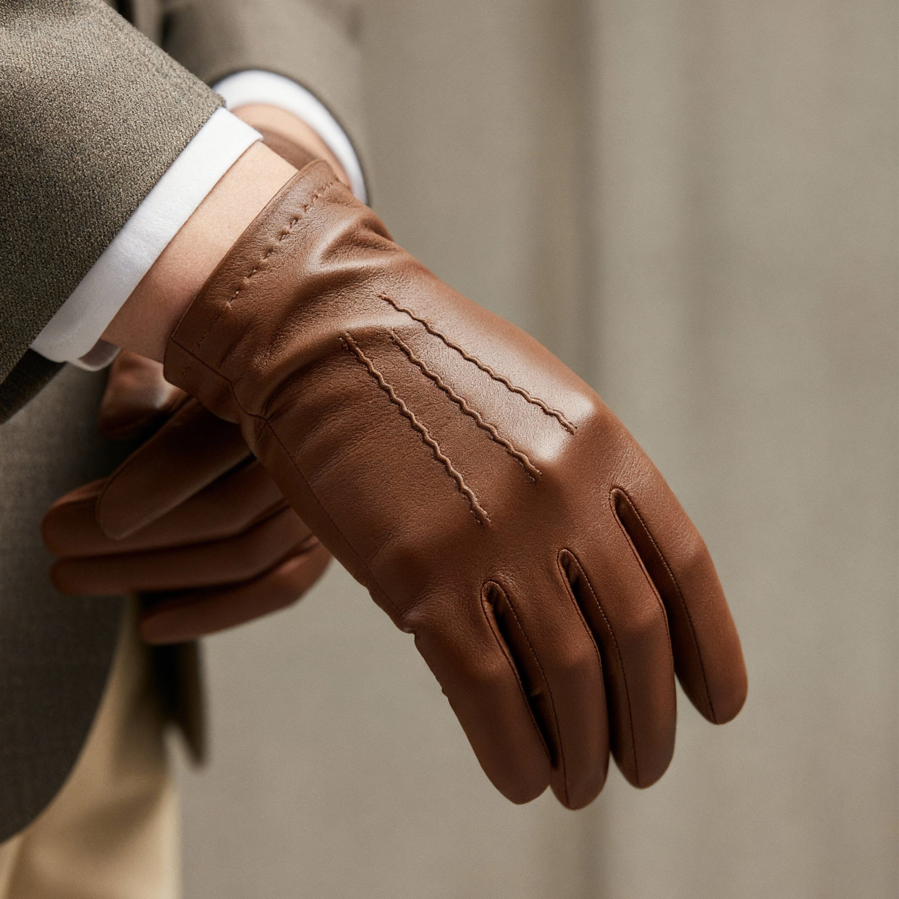 Gants cuir agneau-100% soie-22027ST Gants cuir homme prestige Glove Story 