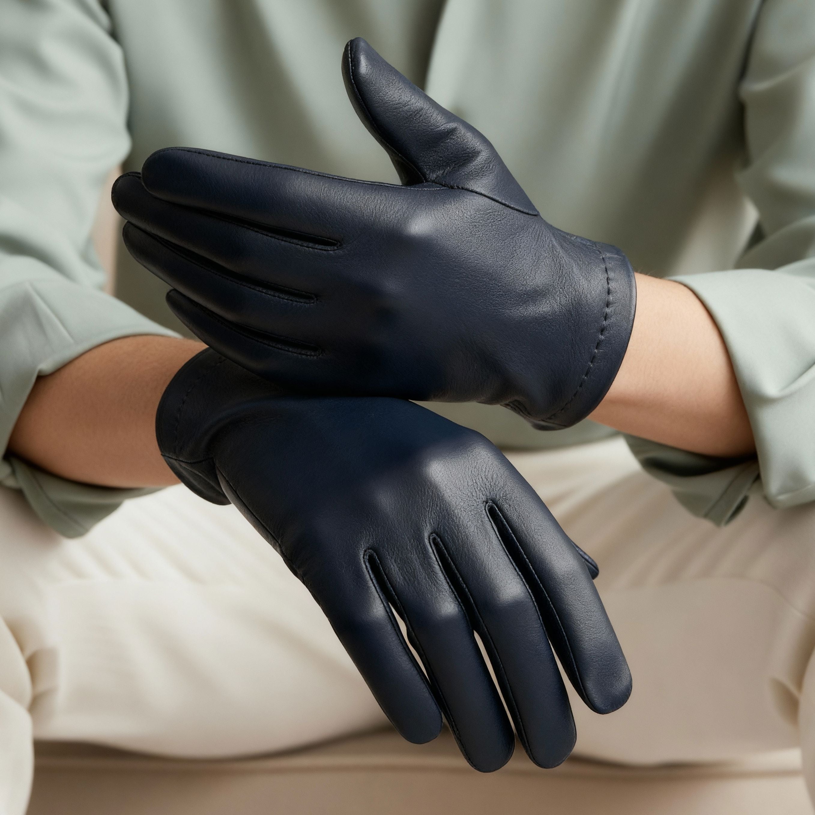 Gants cuir agneau-100% soie-22030ST Gants cuir homme prestige Glove Story 