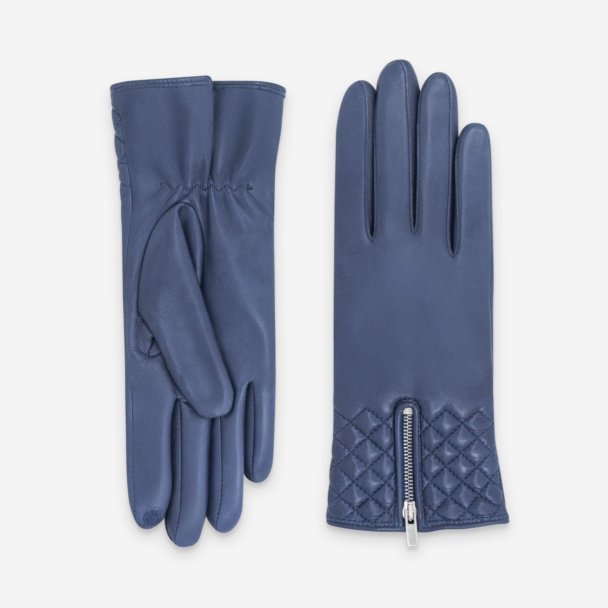 Gants cuir agneau-100% soie-53238SN Gants cuir femme prestige Glove Story Bleu Gris 6.5 