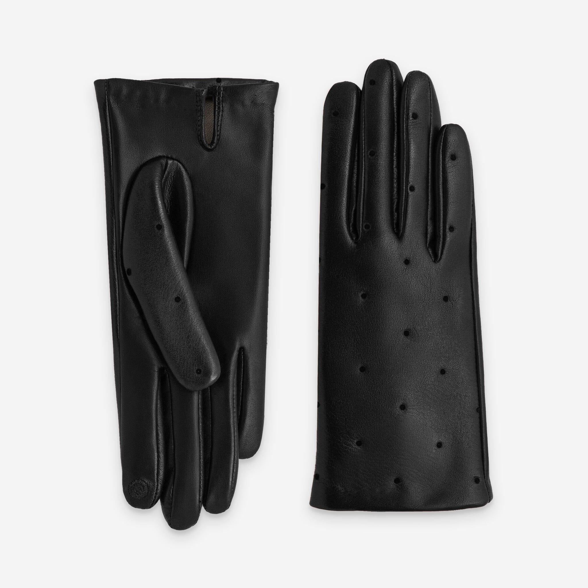 Gants cuir agneau-100% soie-99SP-21183ST Gants cuir femme prestige Glove Story Noir 6.5 