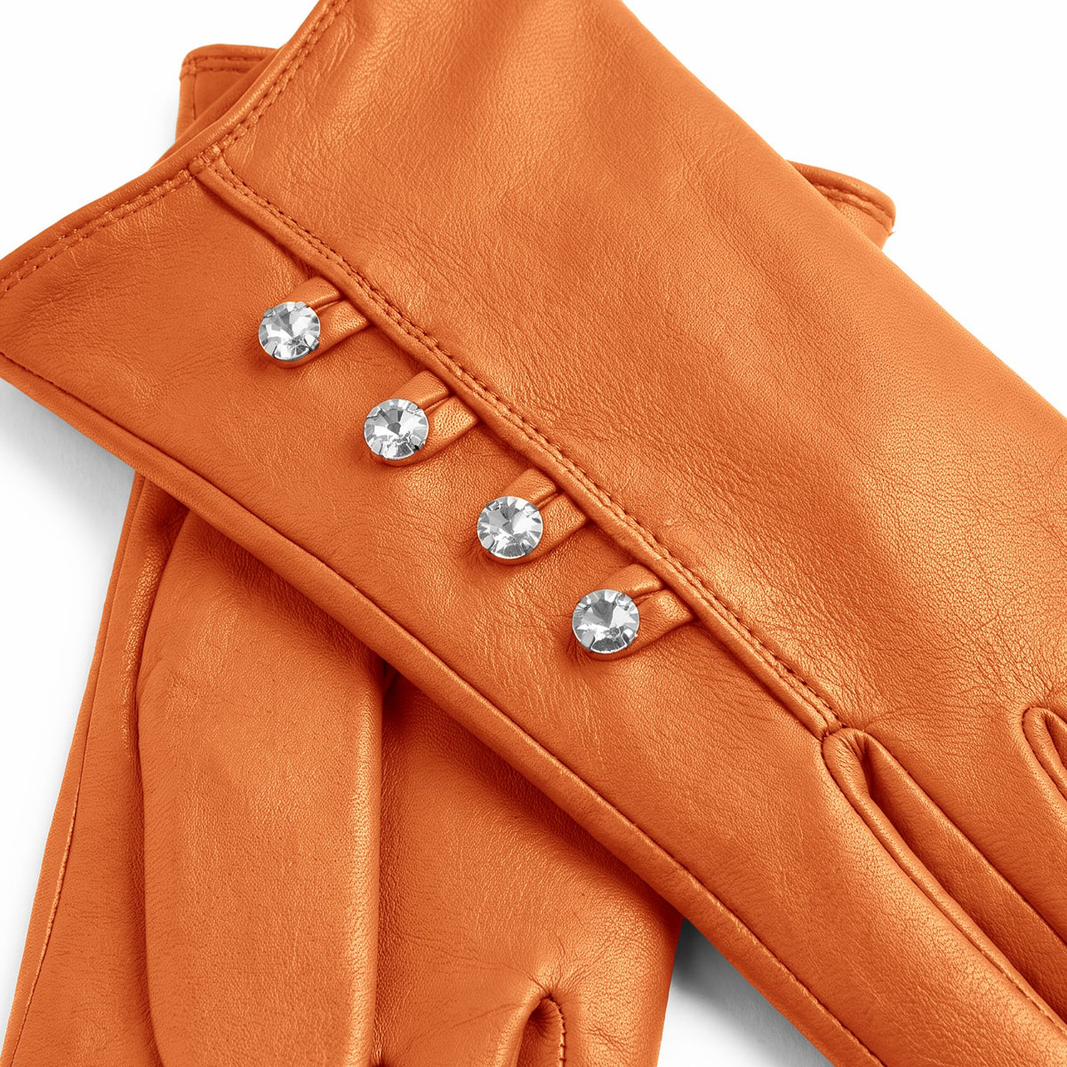 Gants femme en cuir d'agneau doublés soie tactiles – 21600SN