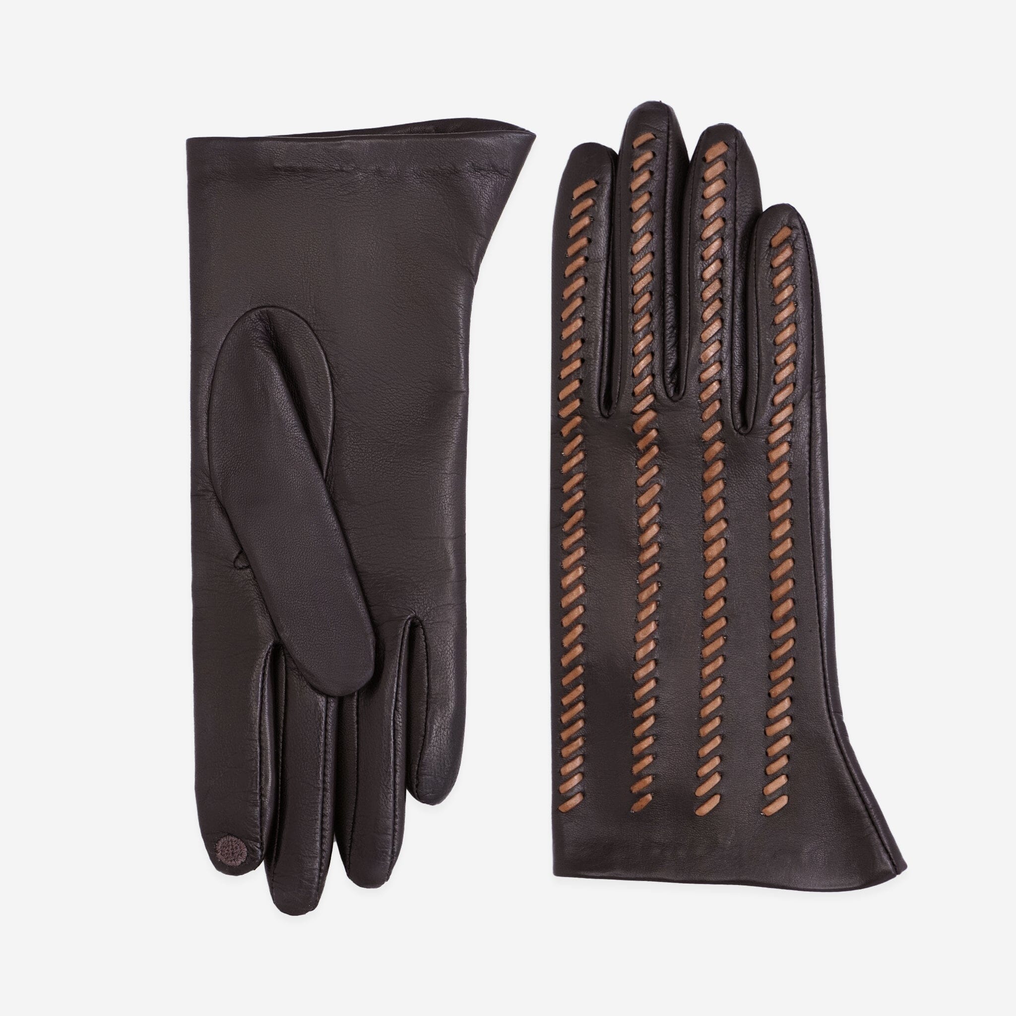 Gants cuir agneau-100% soie-Tactile-21604SN Gants cuir femme prestige Glove Story Choco/Cork 6.5 