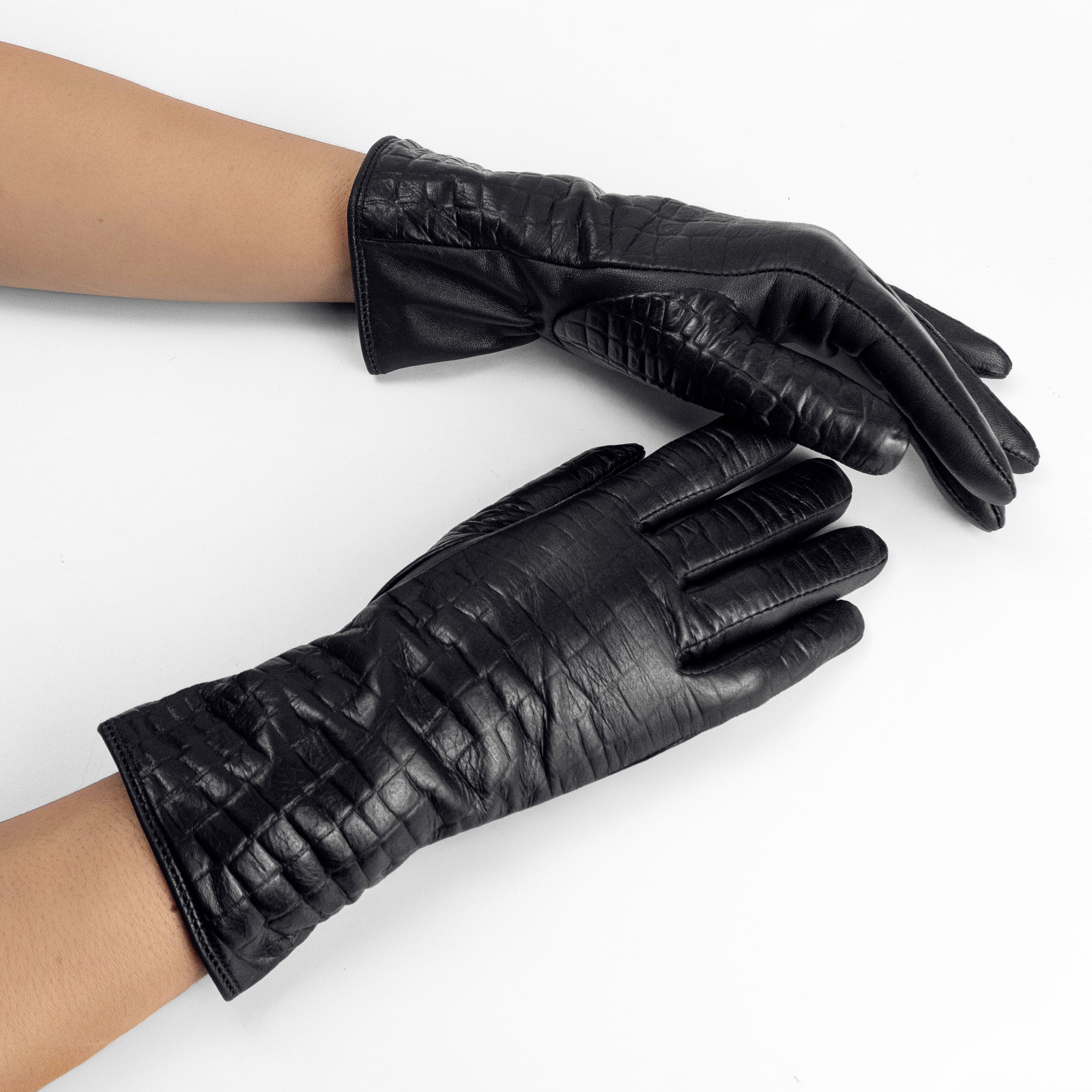 Gants cuir agneau-20%cachemire 40% laine 40% nylon-21634CA Gants cuir femme prestige Glove Story 