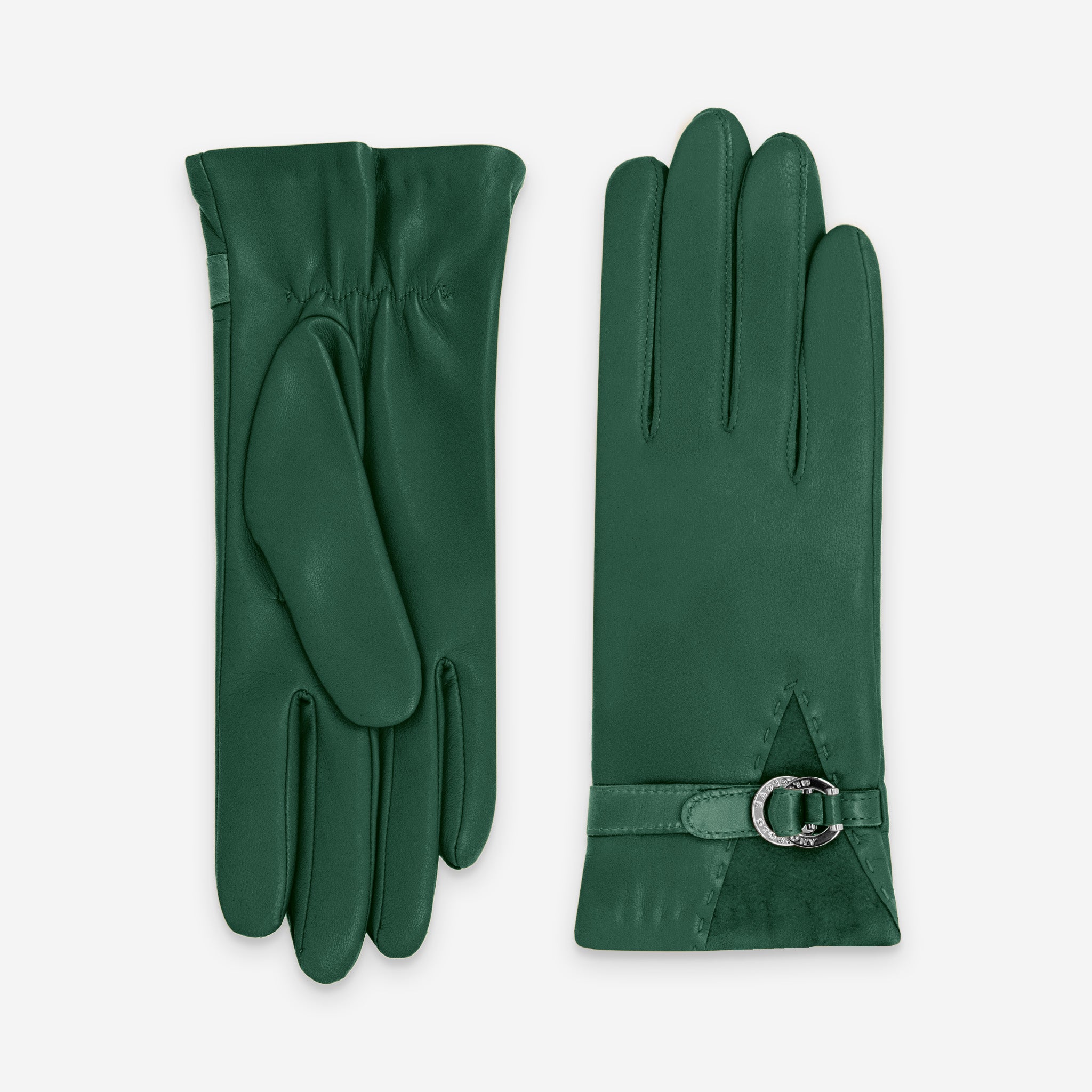 Gants cuir agneau-20%cachemire 40% laine 40% nylon-21639CA Gants cuir femme prestige Glove Story Emeraude 6.5 
