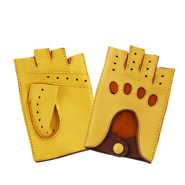 Gants cuir cerf-non doublé-conduite-22116NF Gant Glove Story Jaune/Acajou 8 