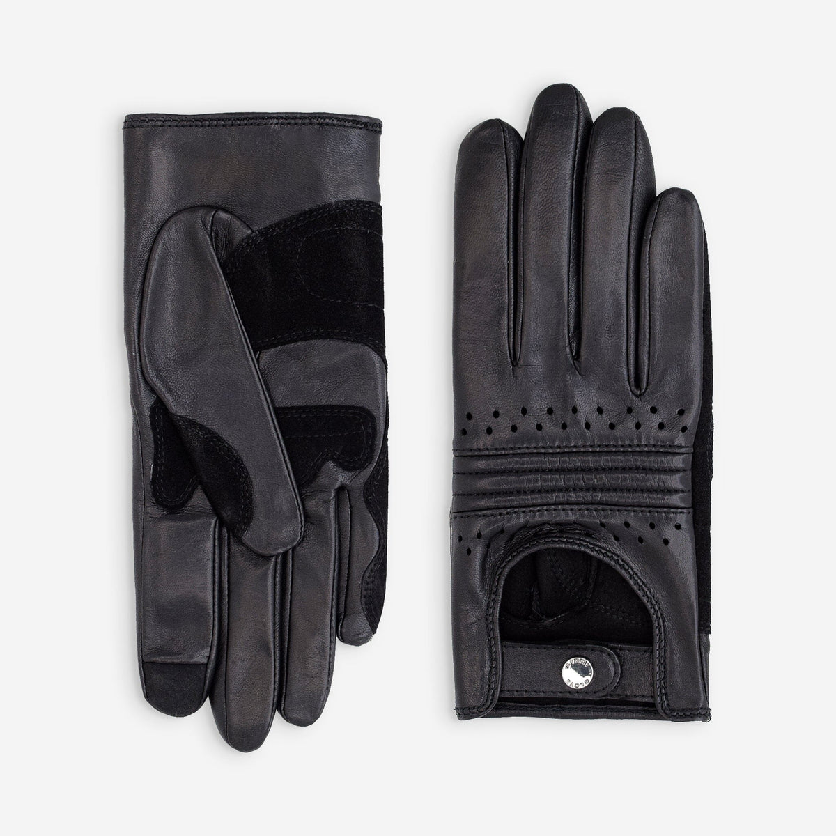 Gants Cuir Sans Doigts Long Keeper - Mitaines Demi-Doigt Souples Tactiles Homme Femme - Conduite Moto Voiture
