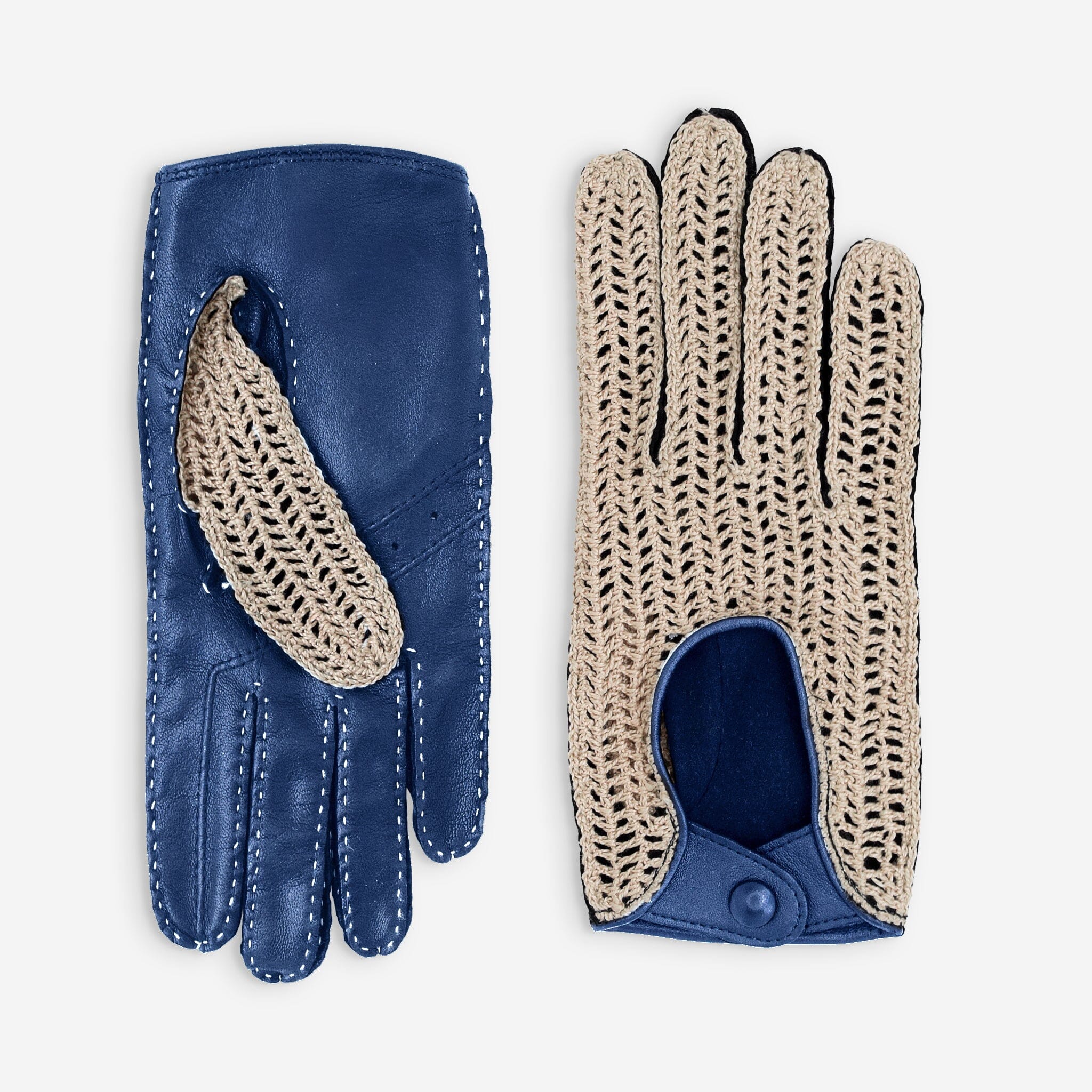 Gants de conduite cuir agneau-non doublé-21539NF Gants de conduite femme Glove Story Bleu Peony 6.5 