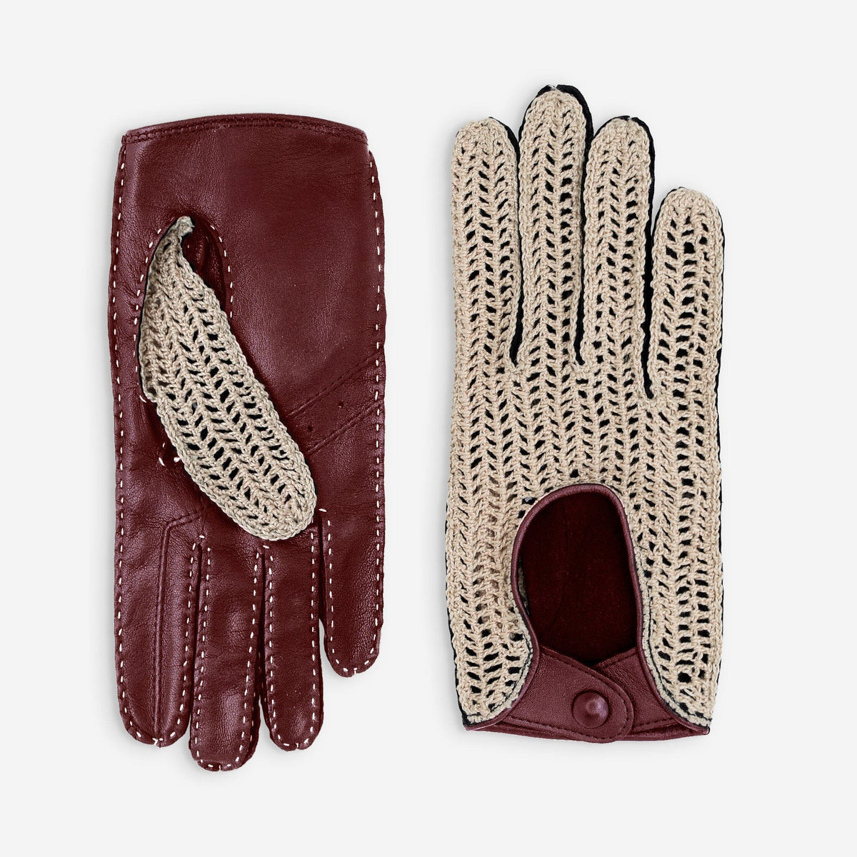 Gants de conduite cuir agneau-non doublé-21539NF Gants de conduite femme Glove Story Lie De Vin 6.5 