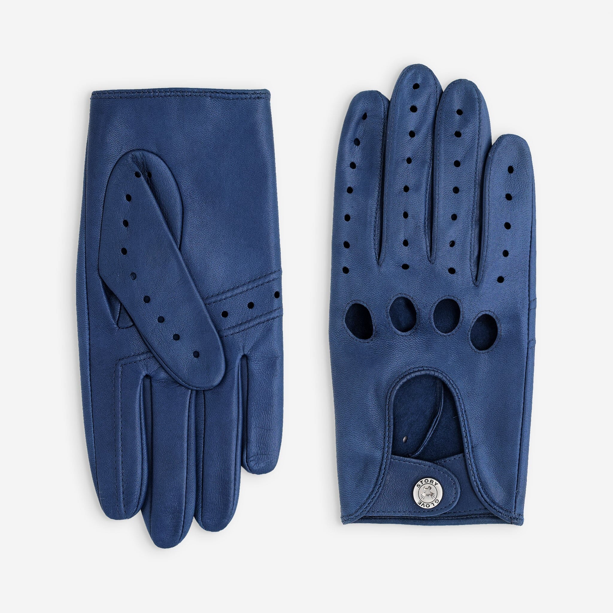 Gants de conduite cuir agneau-non doublé-22035NF Gants de conduite homme Glove Story Bleu Peony 8 
