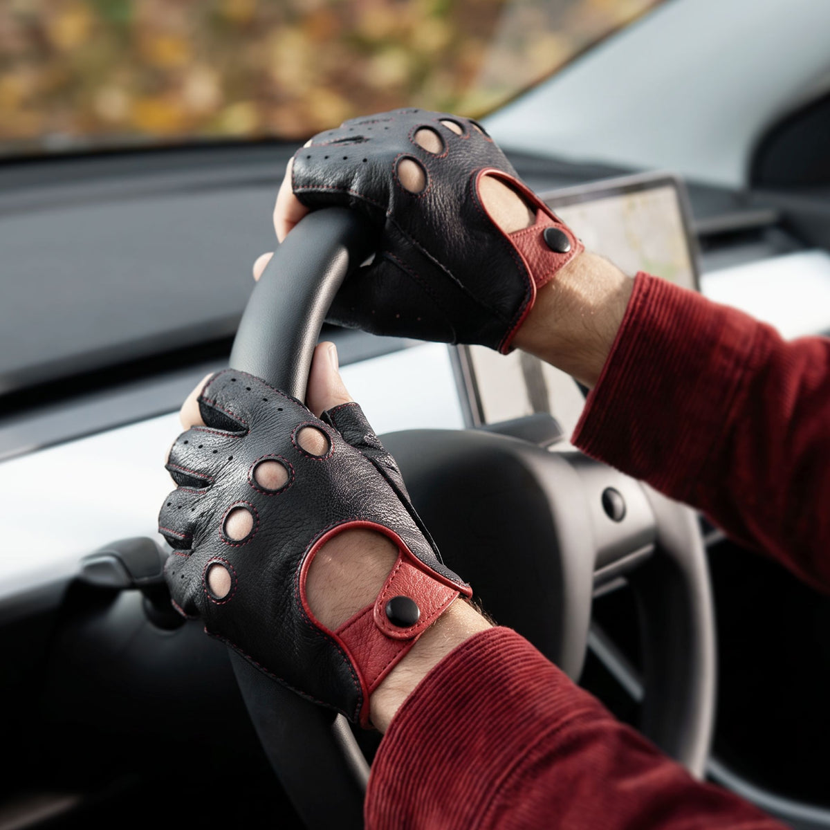 Gants de conduite cuir cerf-non doublé-22116NF Gants de conduite homme Glove Story 