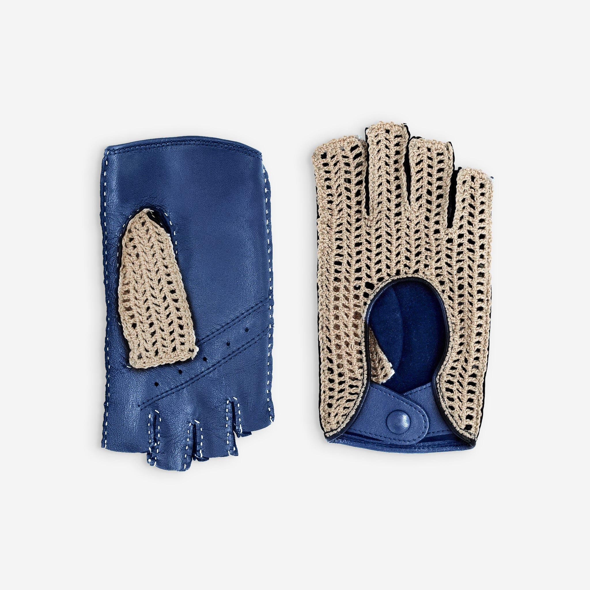Gants de conduite, mitaines-cuir agneau-non doublé-21124NF Gants de conduite femme Glove Story Bleu Peony 6.5 