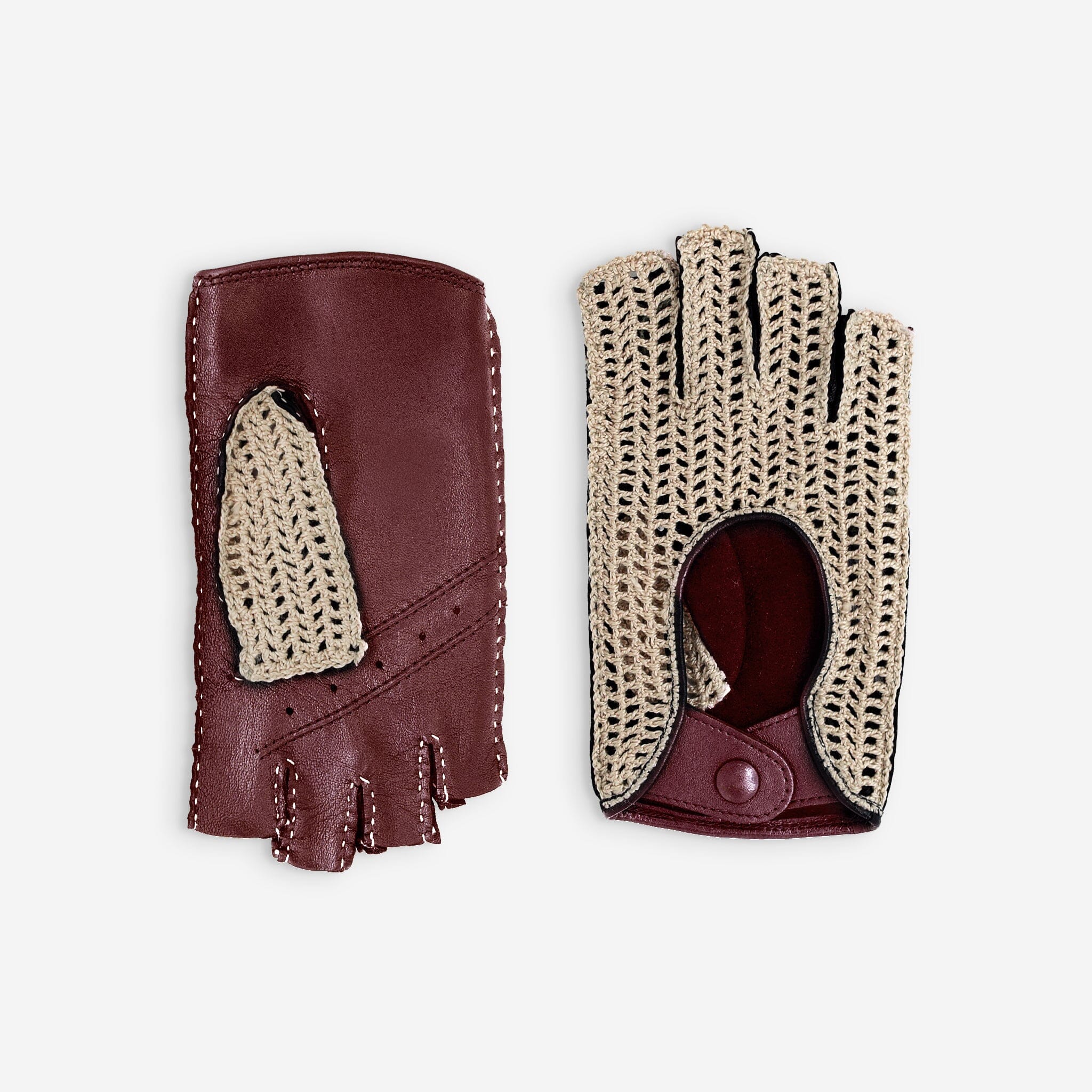 Gants de conduite, mitaines-cuir agneau-non doublé-21124NF Gants de conduite femme Glove Story Lie De Vin 6.5 