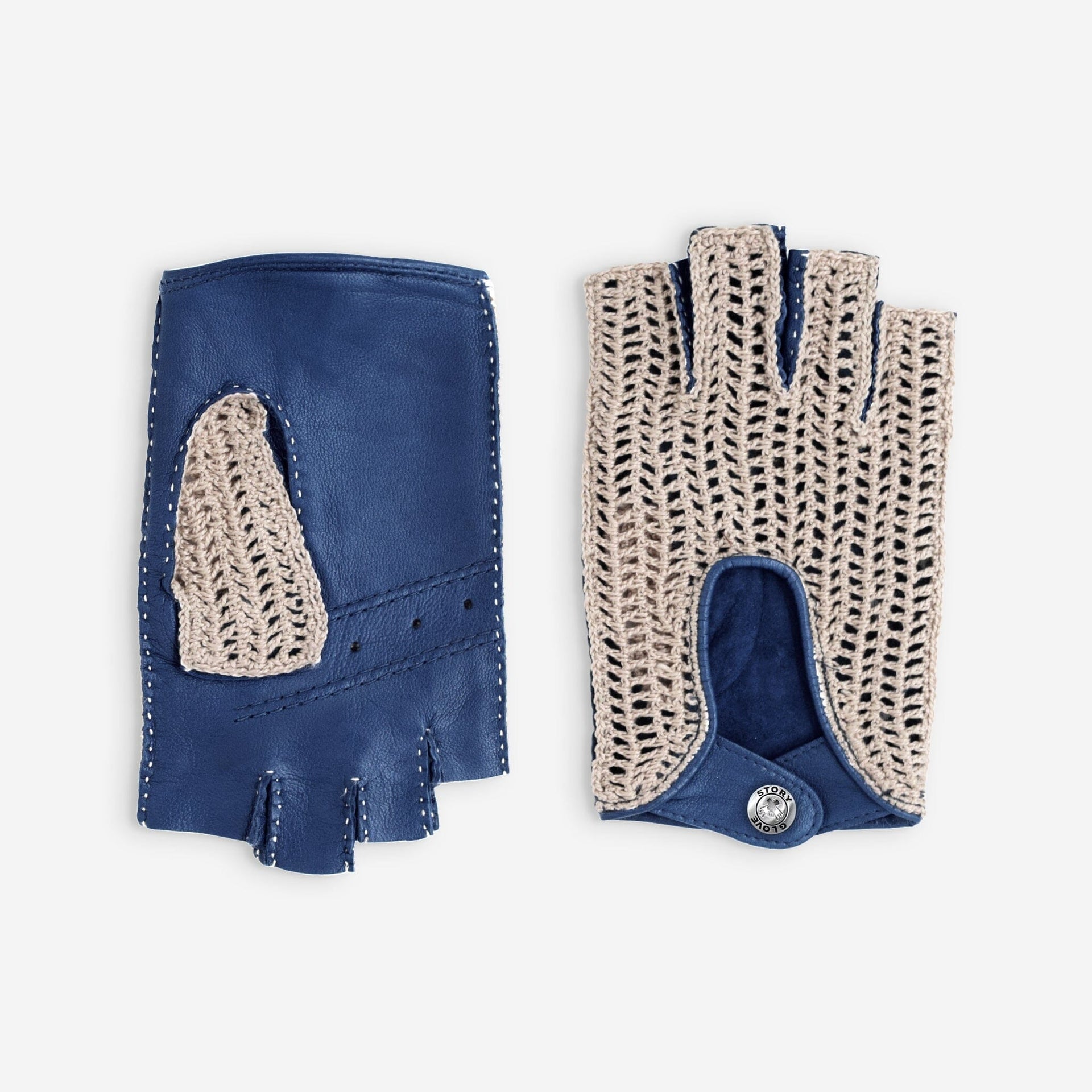 Lambskin Leather Driving Mittens – Unlined – 22034NF Peony Blue