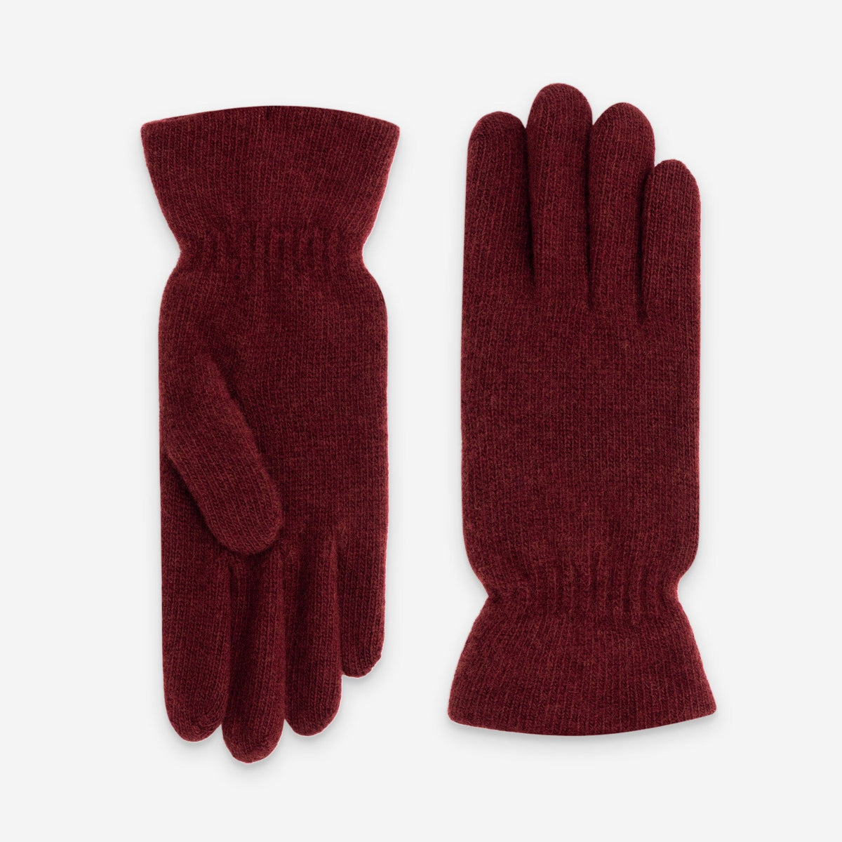 Gants femme en laine mérinos et cachemire, Bordeaux – 33004NF