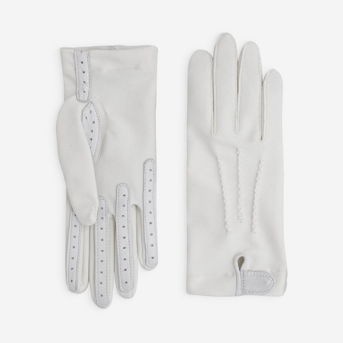 Gants femme en flexicuir et spandex non doublés, Blanc – 11022NF