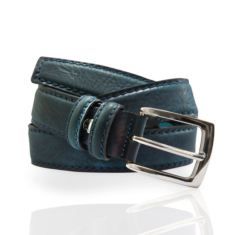 Ceinture cuir de vachette homme-Largeur 35mm-CT047 Ceinture Glove Story BLEU .105/120 - 35 
