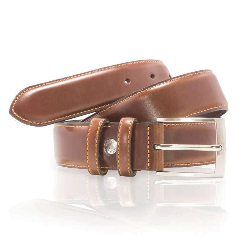 Ceinture en cuir surpiqué résistante pour hommes, Denver Hayes