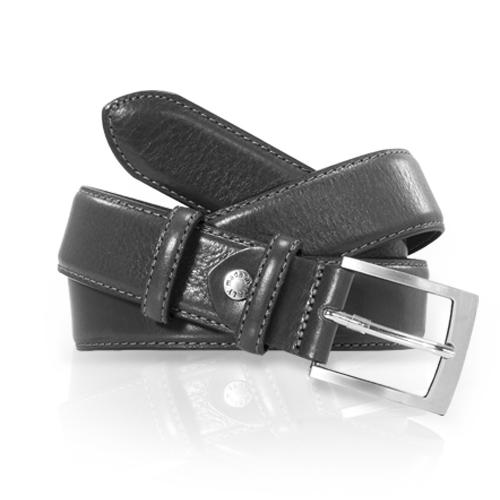 Ceinture homme bord surpiqué double passant cuir grainé Ceinture Glove Story NOIR .100/115 - 35 Vachette - Vachette