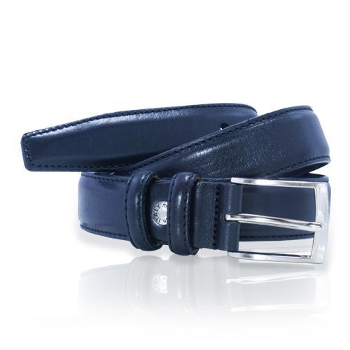 Ceinture Homme Lisse Boucle Rectangle Ceinture Glove Story BLEU .105/120 - 30 Vachette - Vachette