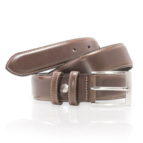 Ceinture Homme Ville Bord Surpique Boucle Rectangle Ceinture Glove Story MARRON .095/110 - 35 Vachette - Vachette