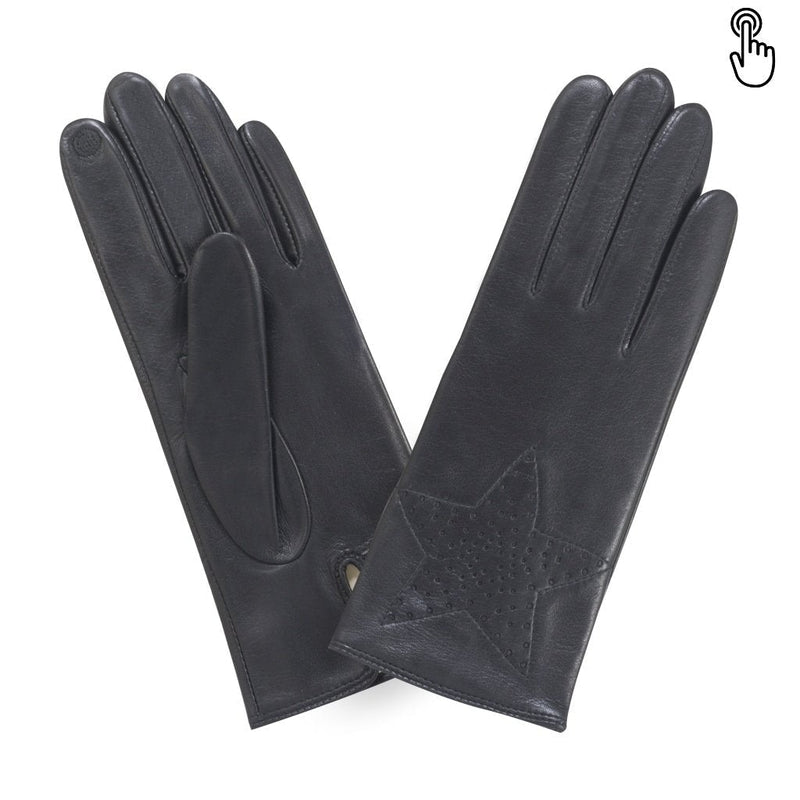 Cuir prestige femme étoile ajourée TACTILE Gant Glove Story Noir 6.5 Cuir d'agneau - 100% Soie