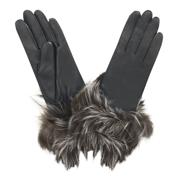 Cuir Prestige Femme fourrure Gant Glove Story Noir 6.5 Cuir de mouton - 100% Soie