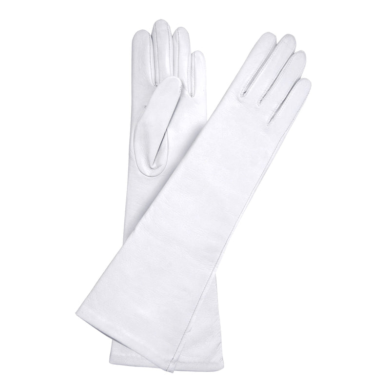Cuir prestige femme long 8 boutons Gant Glove Story Blanc 6.5 Cuir d'agneau - 100% Soie