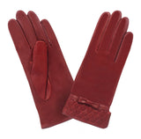 CUIR PRESTIGE FEMME NOEUD ET MATELASSE Gant Glove Story Rouge 6.5 Cuir de mouton - 100% Soie