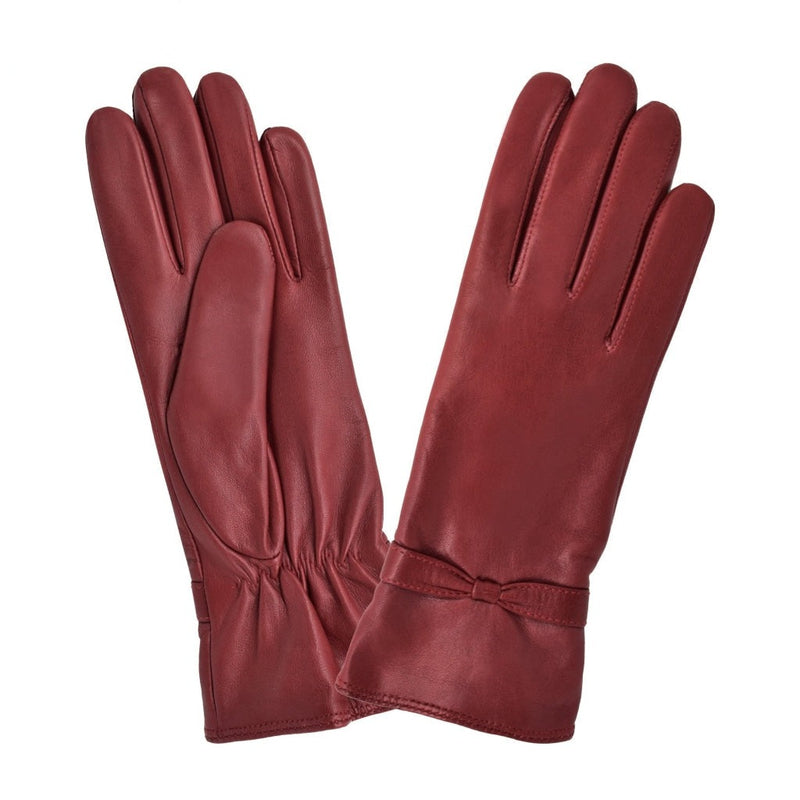 Cuir prestige femme passage cuir papillon Gant Glove Story Rouge 6.5 Cuir d'agneau - 100% Cachemire